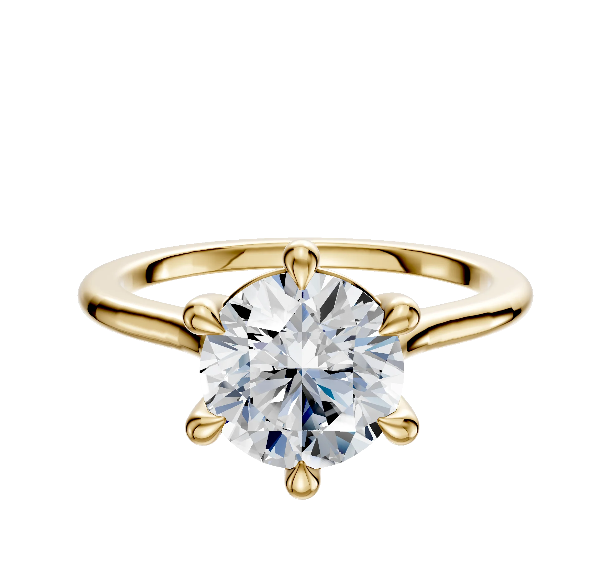 18K Yellow Gold 6 Prong Basket Cathedral Dome 1.5mm Engagement Ring