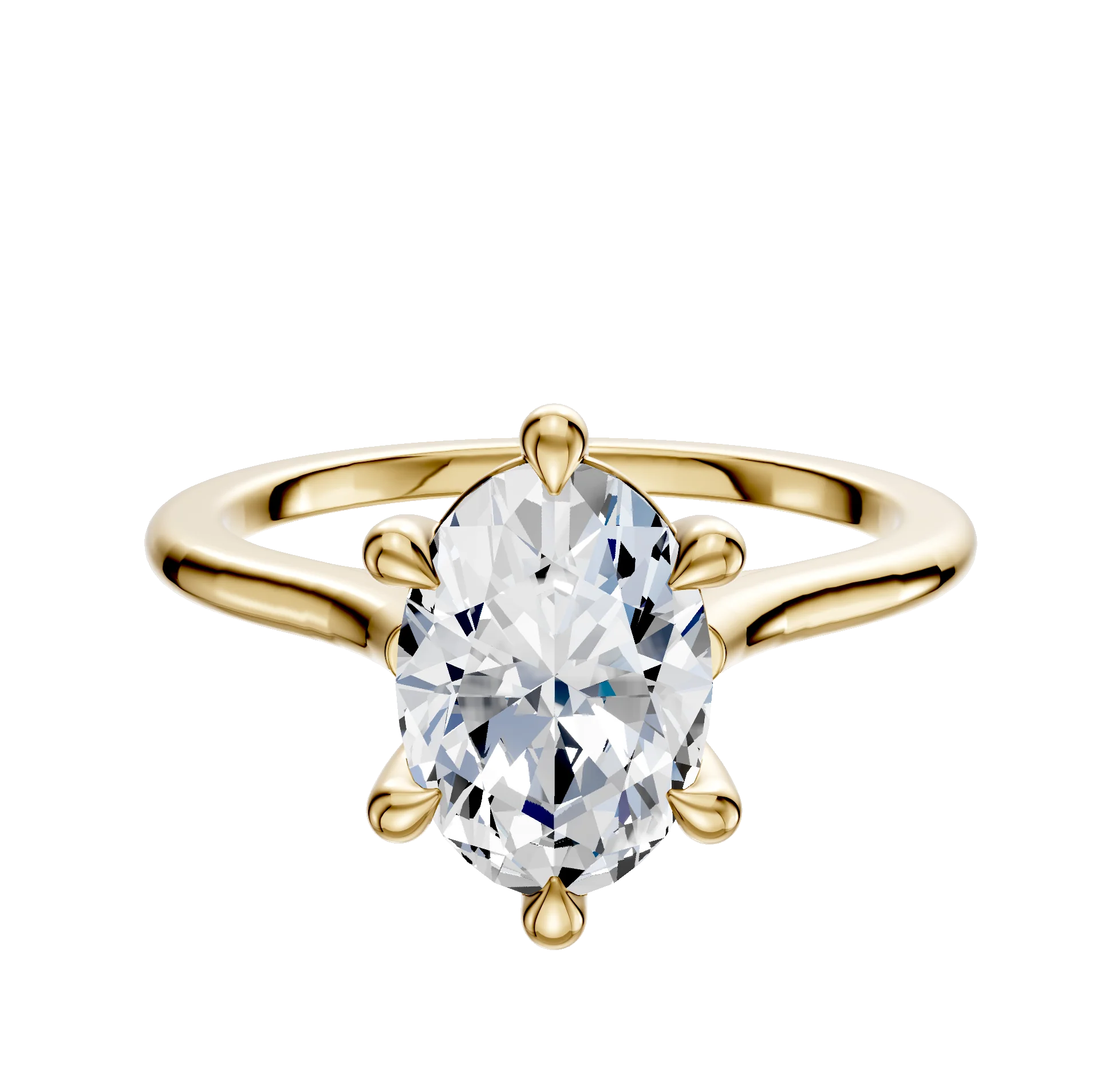 18K Yellow Gold 6 Prong Basket Cathedral Dome 1.5mm Engagement Ring