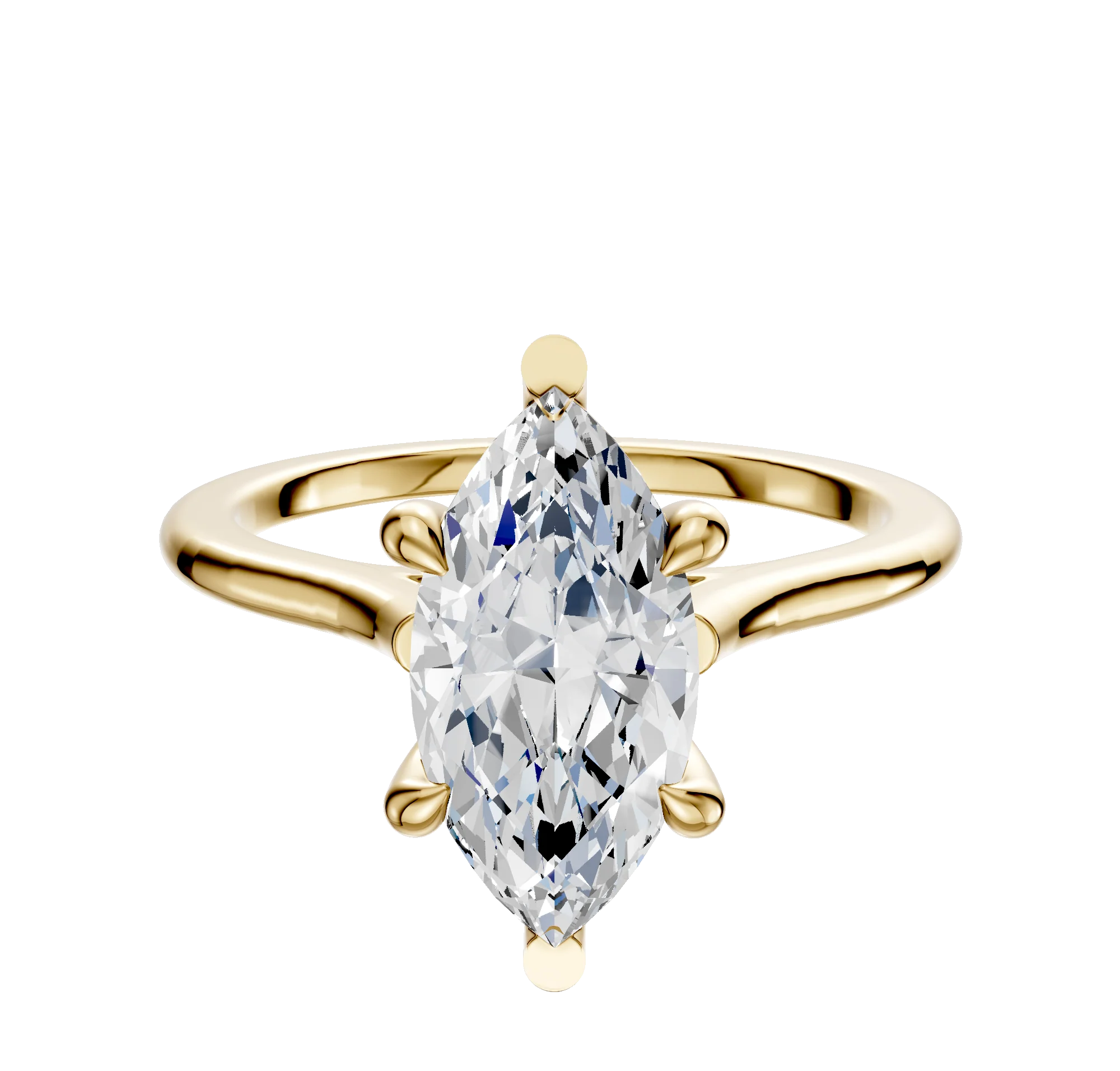 18K Yellow Gold 6 Prong Basket Cathedral Dome 1.5mm Engagement Ring