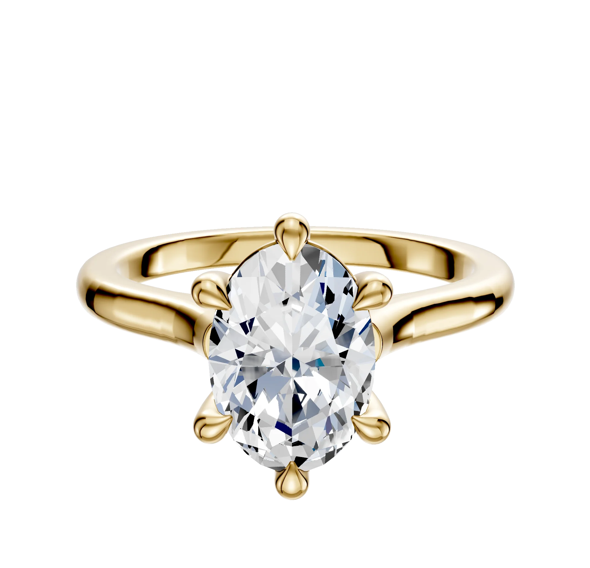 18K Yellow Gold 6 Prong Basket Cathedral Dome 2.0mm Engagement Ring