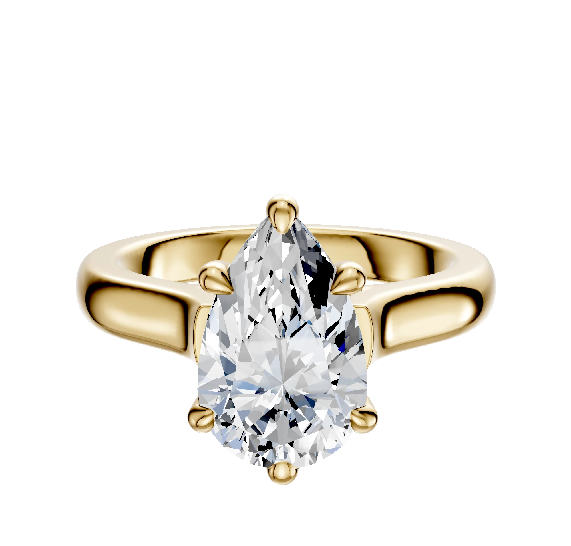 18K Yellow Gold 6 Prong Basket Cathedral Dome 3.0mm Engagement Ring