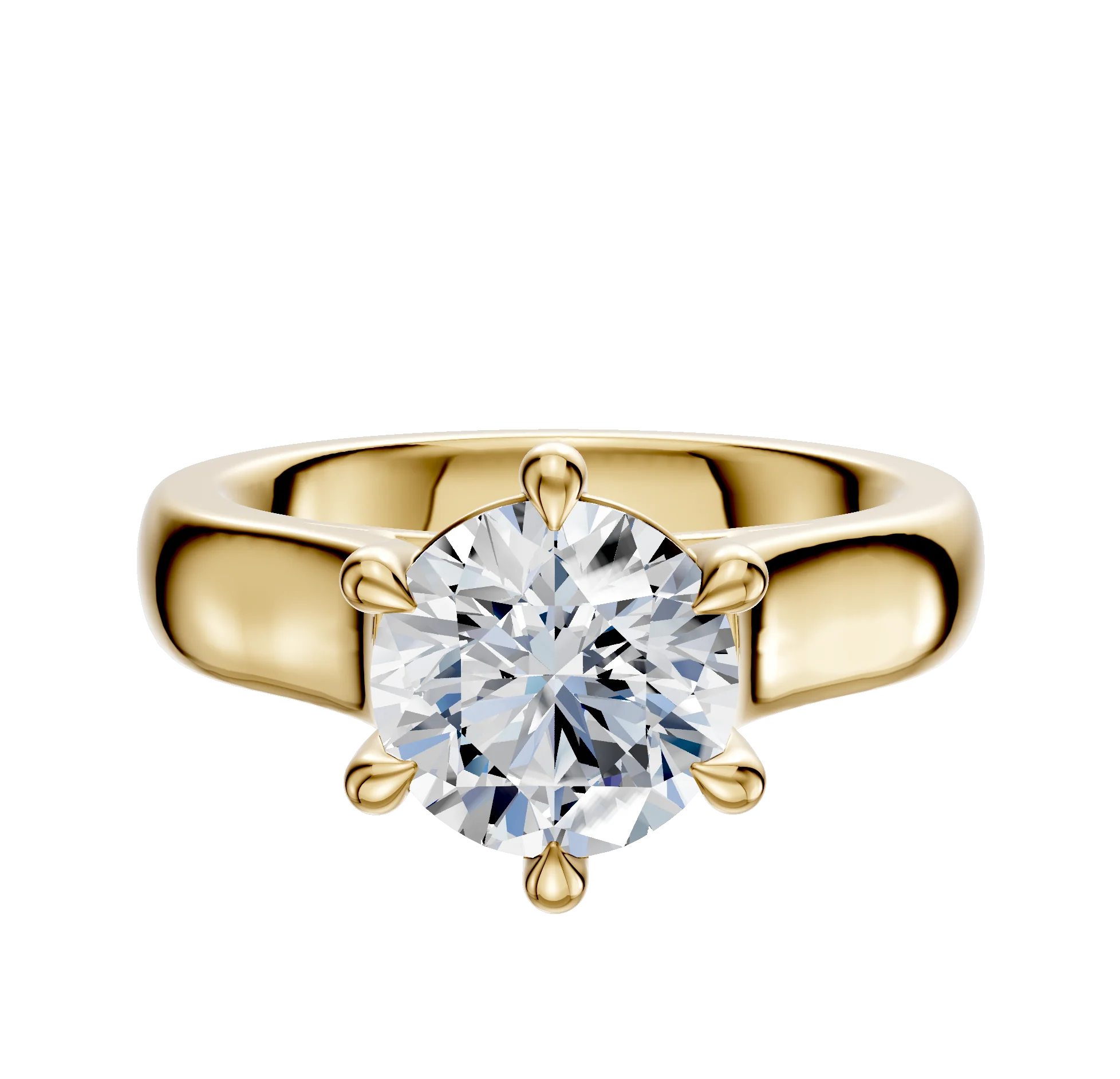 18K Yellow Gold 6 Prong Basket Cathedral Dome 4.0mm Engagement Ring