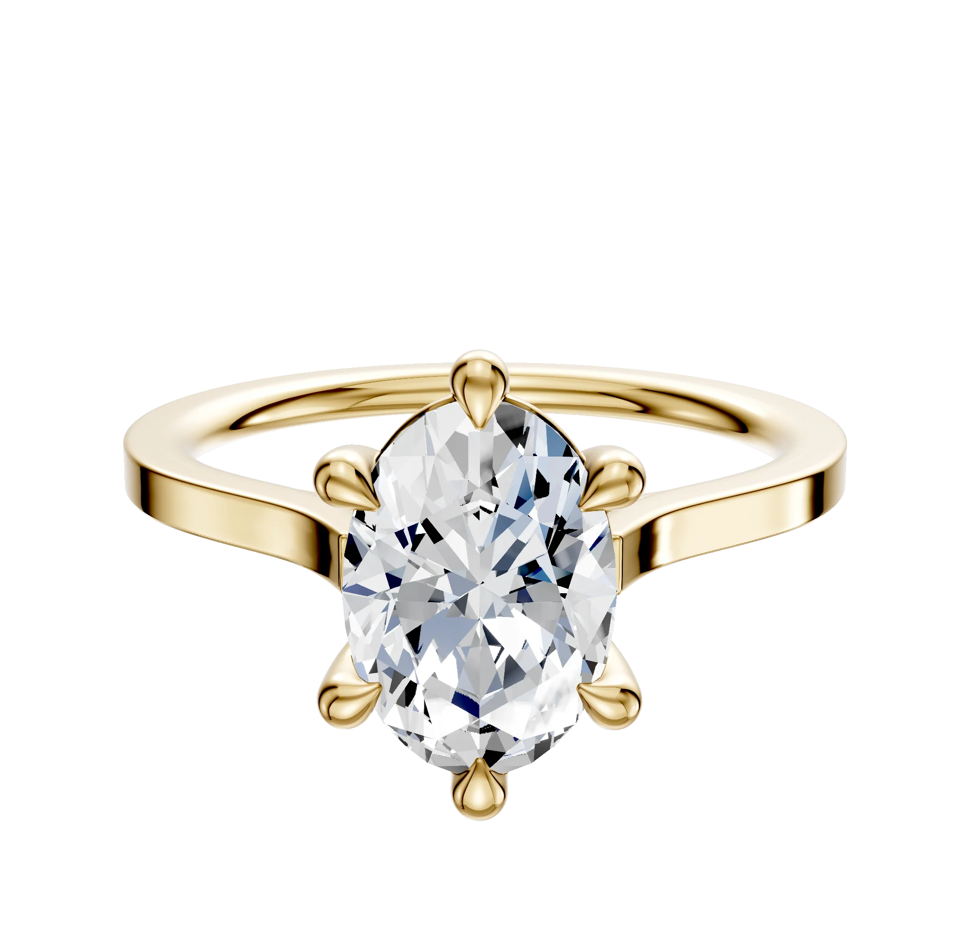 18K Yellow Gold 6 Prong Basket Cathedral Flat 1.5mm Engagement Ring