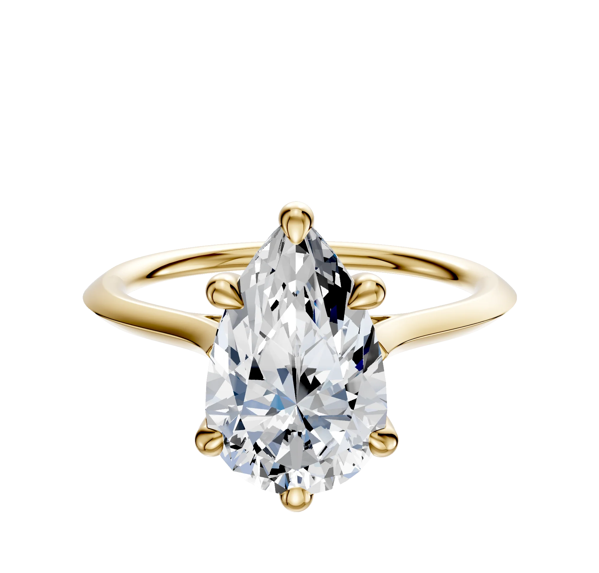 18K Yellow Gold 6 Prong Basket Cathedral Knife Edge 1.5mm Engagement Ring