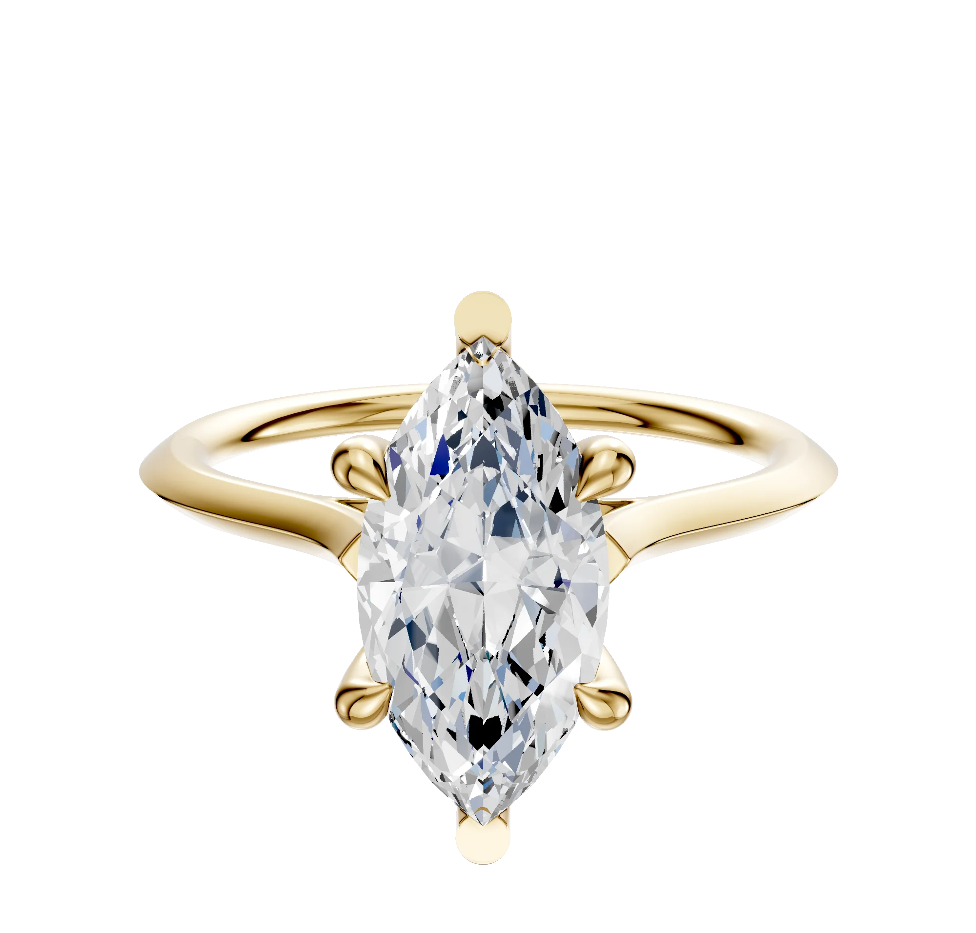 18K Yellow Gold 6 Prong Basket Cathedral Knife Edge 1.5mm Engagement Ring