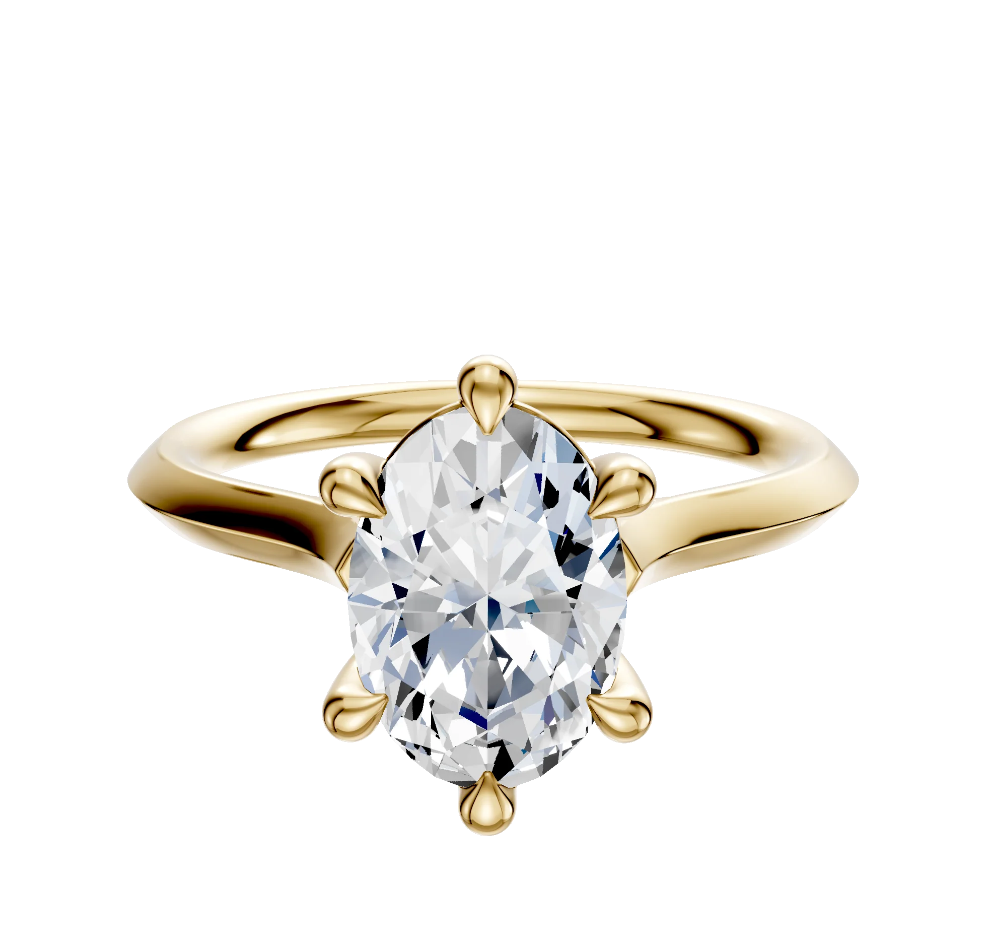 18K Yellow Gold 6 Prong Basket Cathedral Knife Edge 2.0mm Engagement Ring