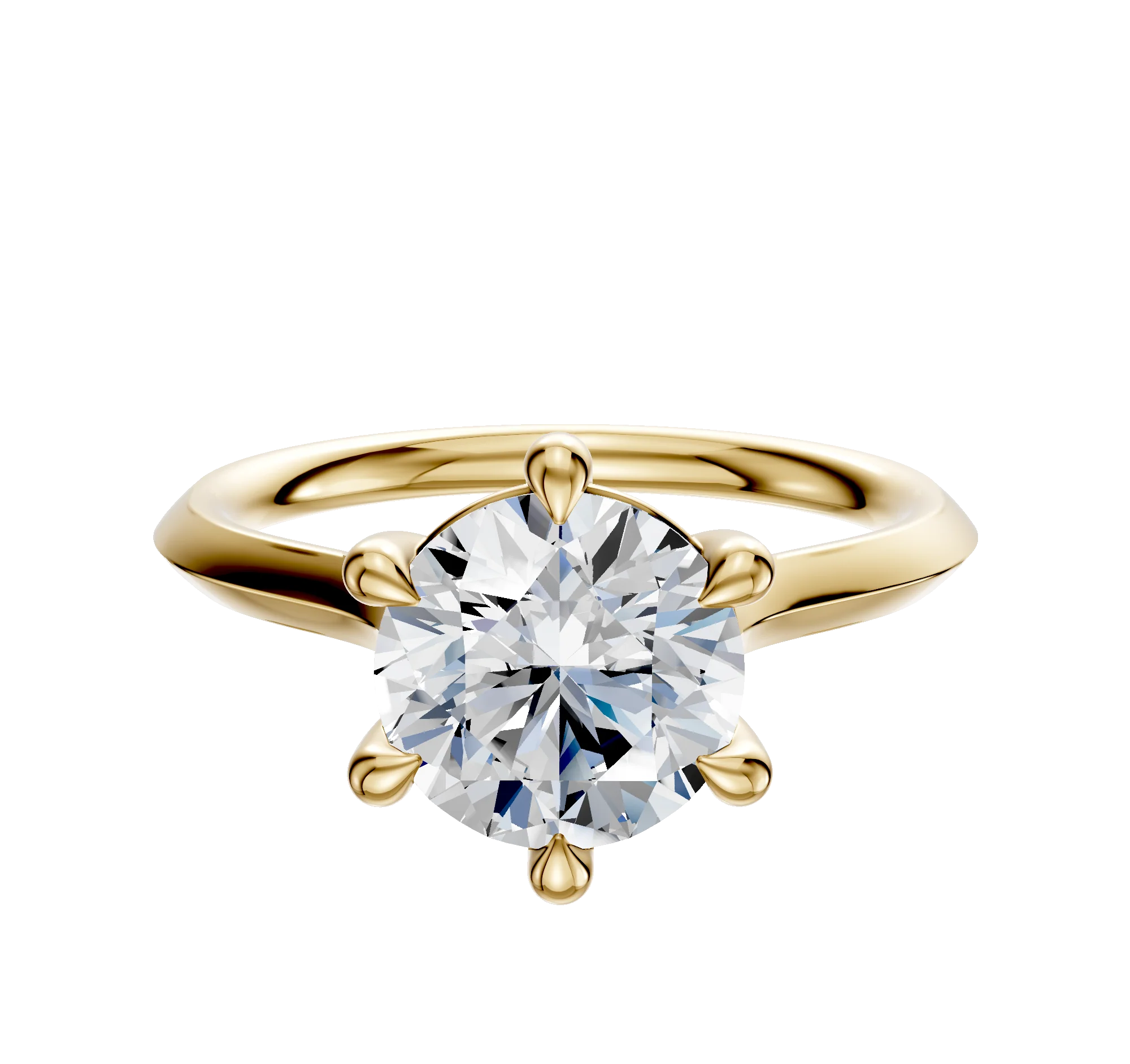 18K Yellow Gold 6 Prong Basket Cathedral Knife Edge 2.0mm Engagement Ring