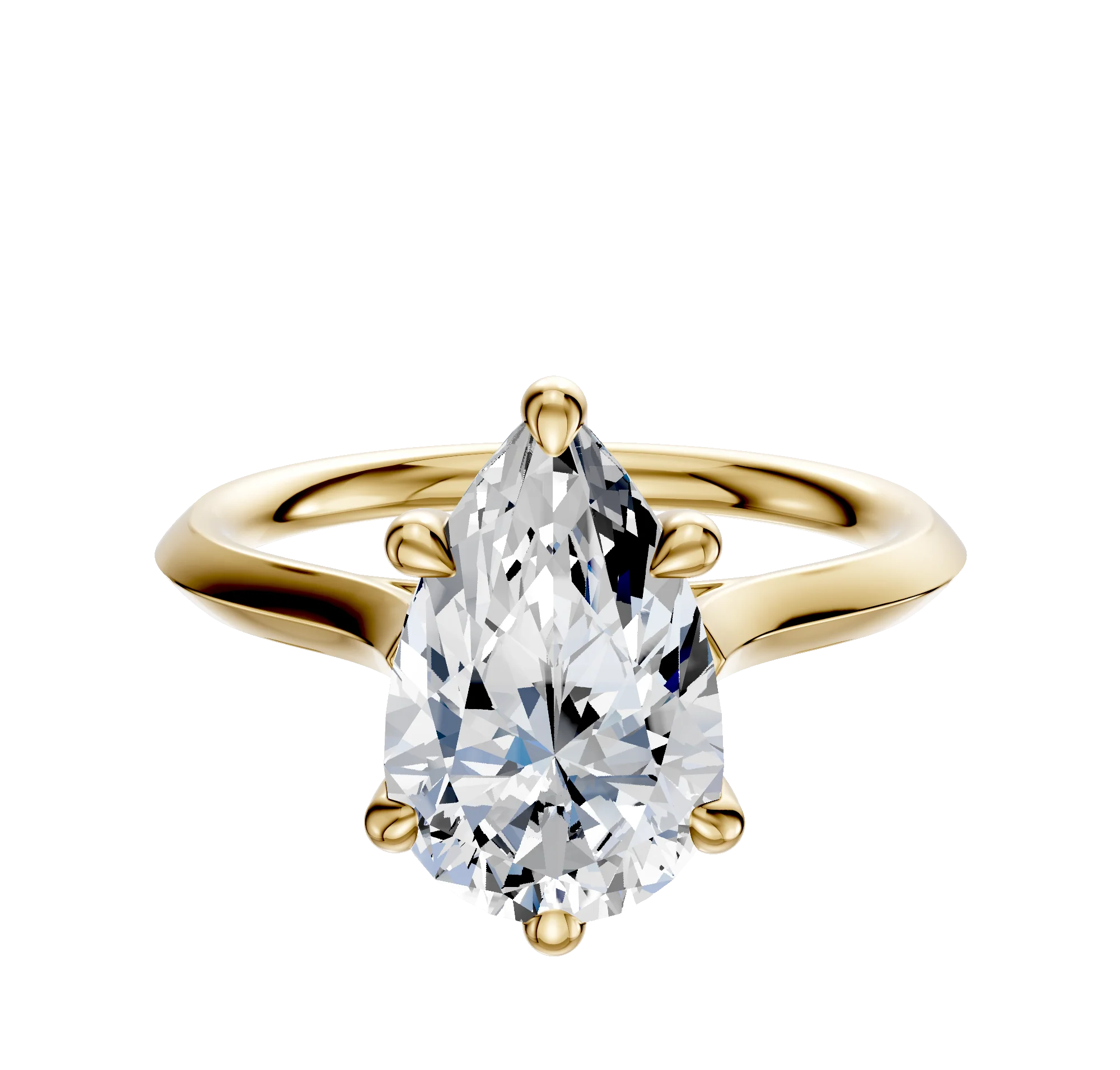 18K Yellow Gold 6 Prong Basket Cathedral Knife Edge 2.0mm Engagement Ring