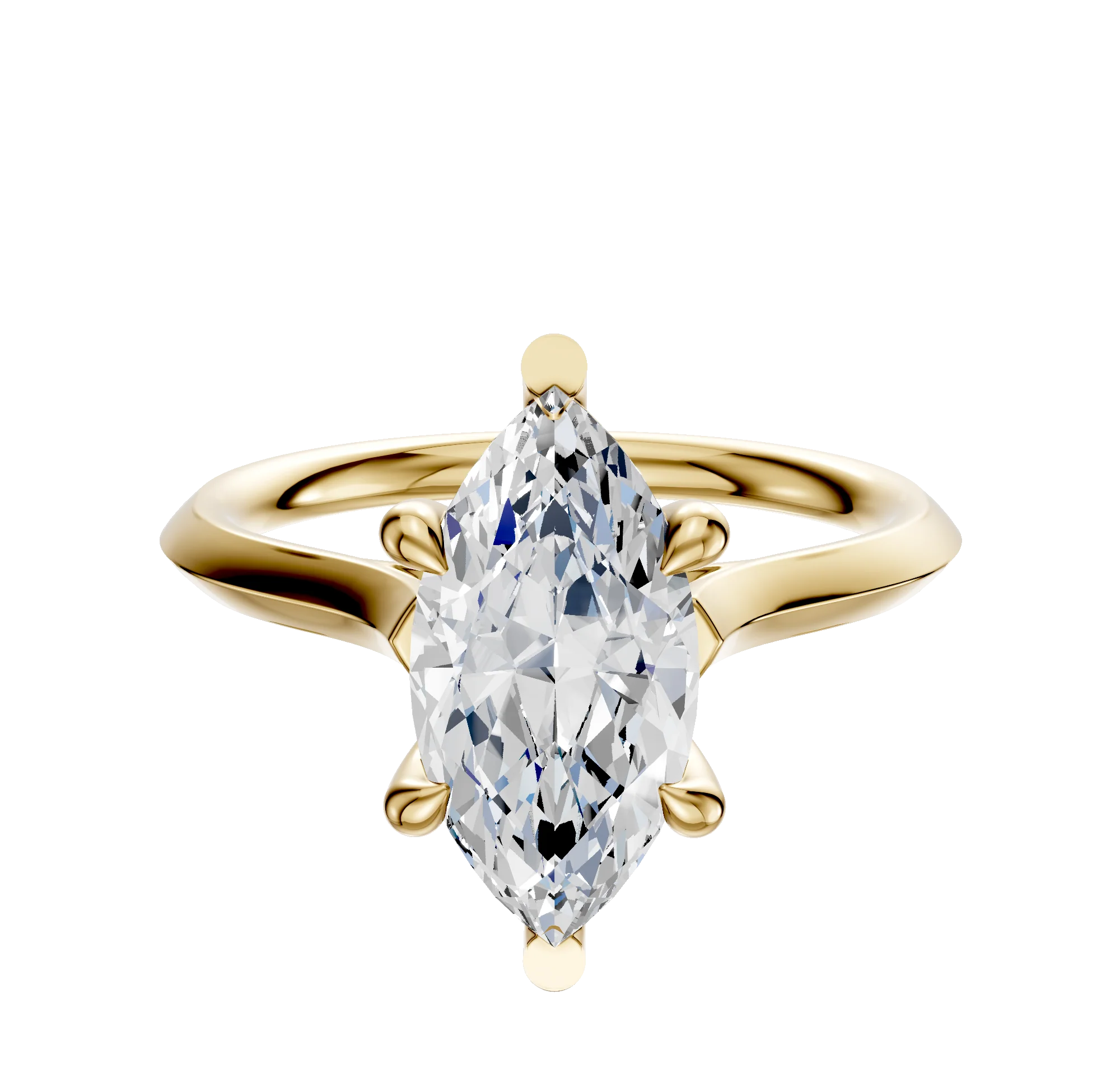 18K Yellow Gold 6 Prong Basket Cathedral Knife Edge 2.0mm Engagement Ring