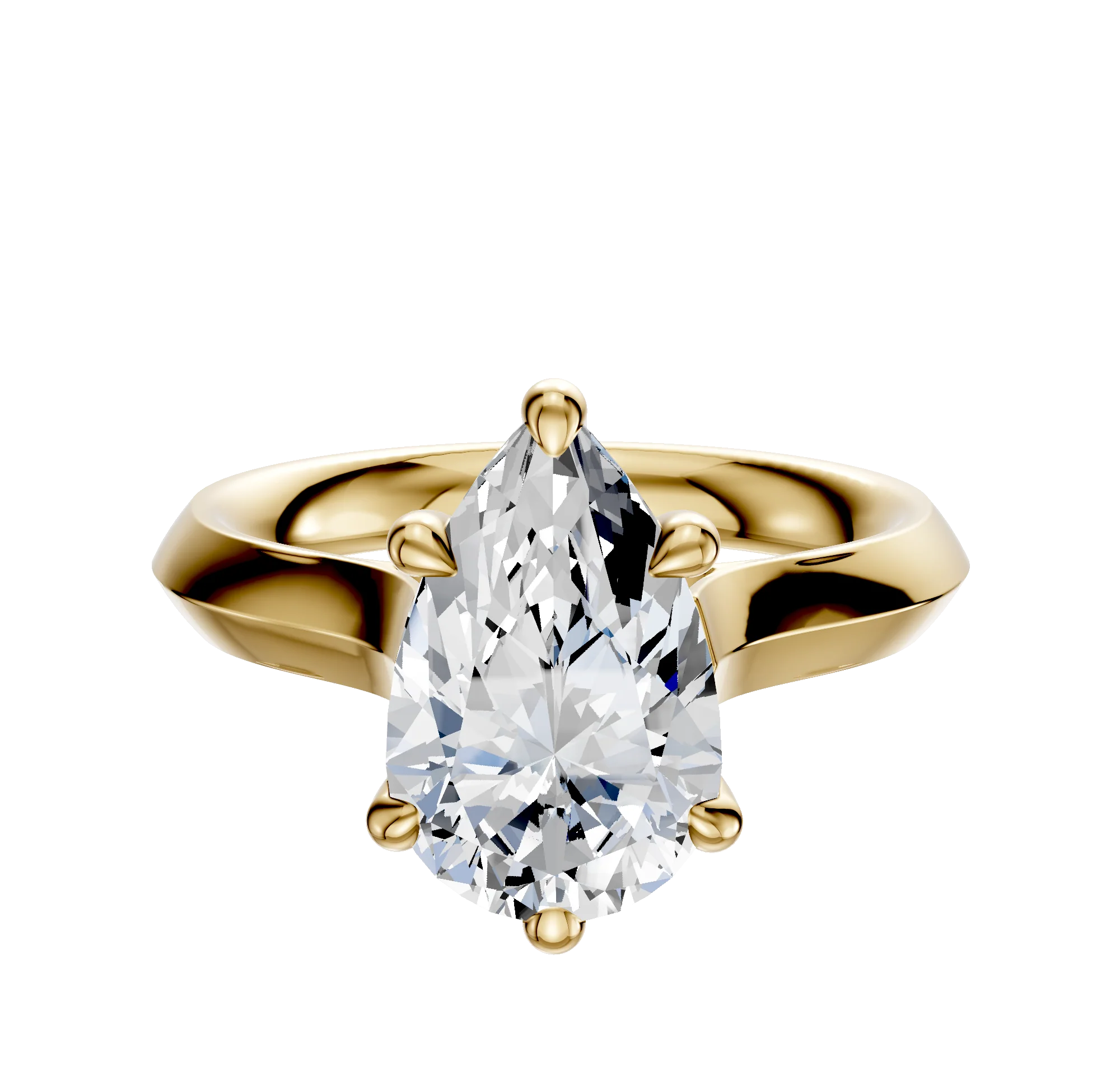 18K Yellow Gold 6 Prong Basket Cathedral Knife Edge 3.0mm Engagement Ring