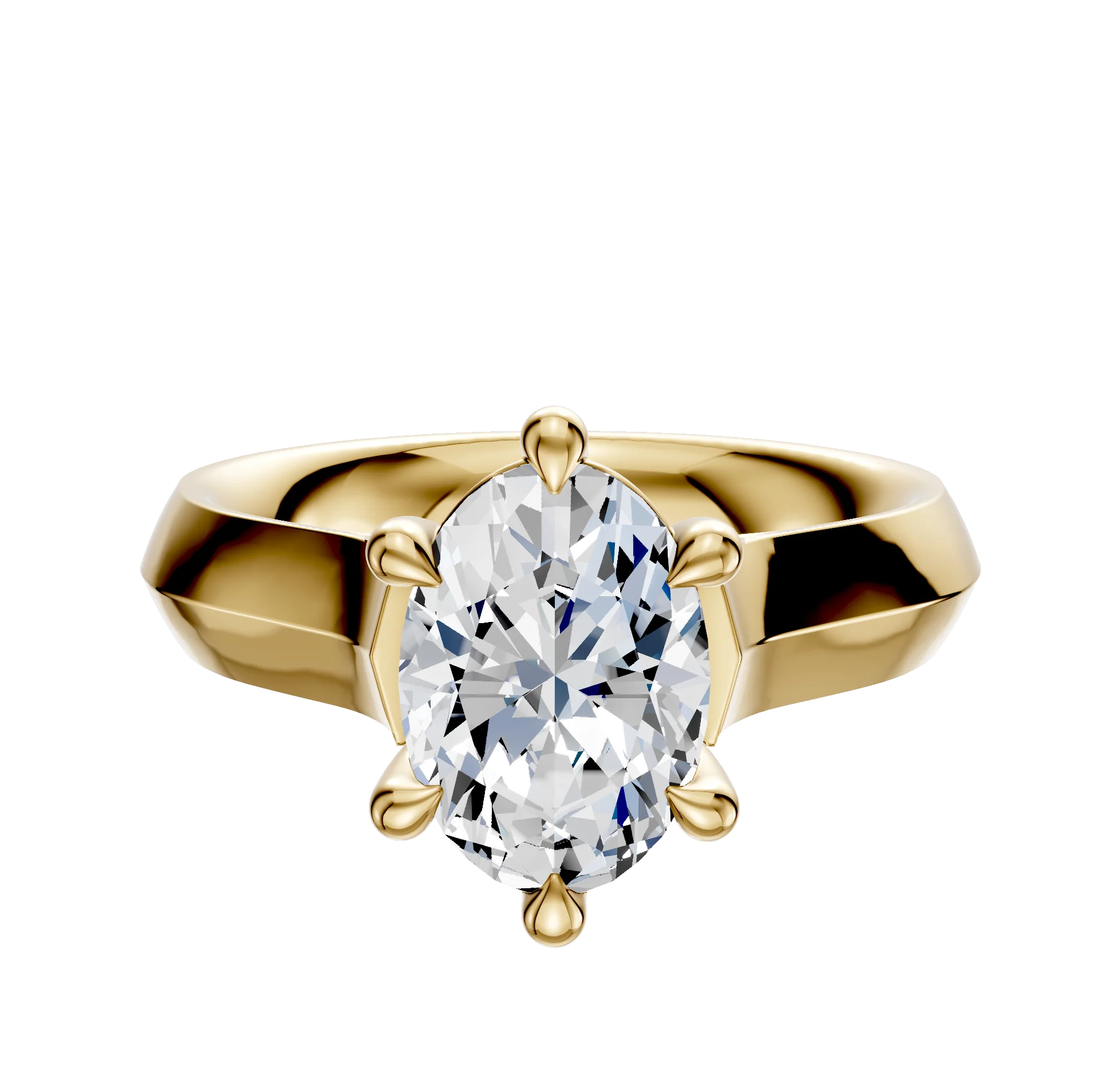 18K Yellow Gold 6 Prong Basket Cathedral Knife Edge 4.0mm Engagement Ring