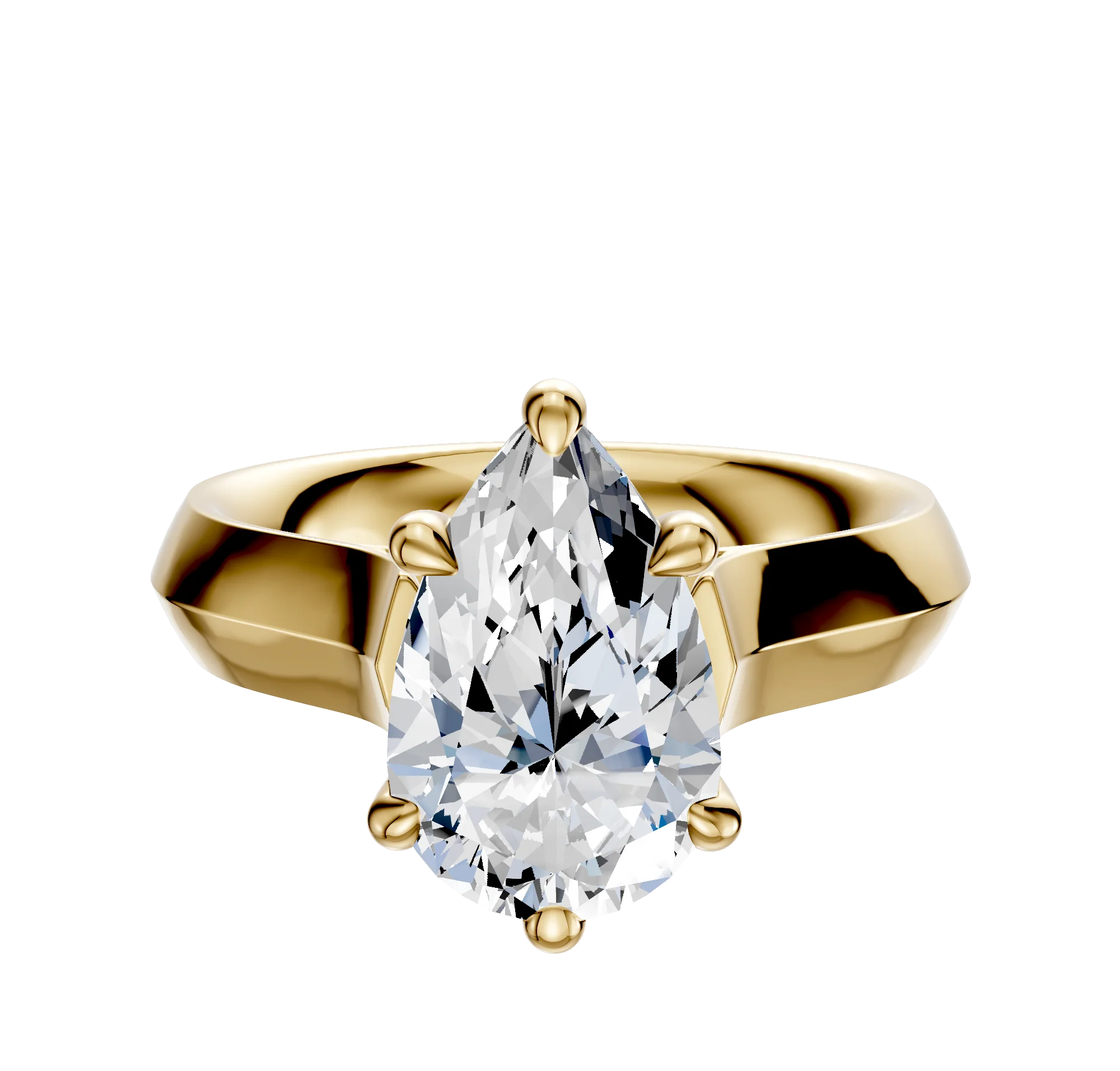 18K Yellow Gold 6 Prong Basket Cathedral Knife Edge 4.0mm Engagement Ring