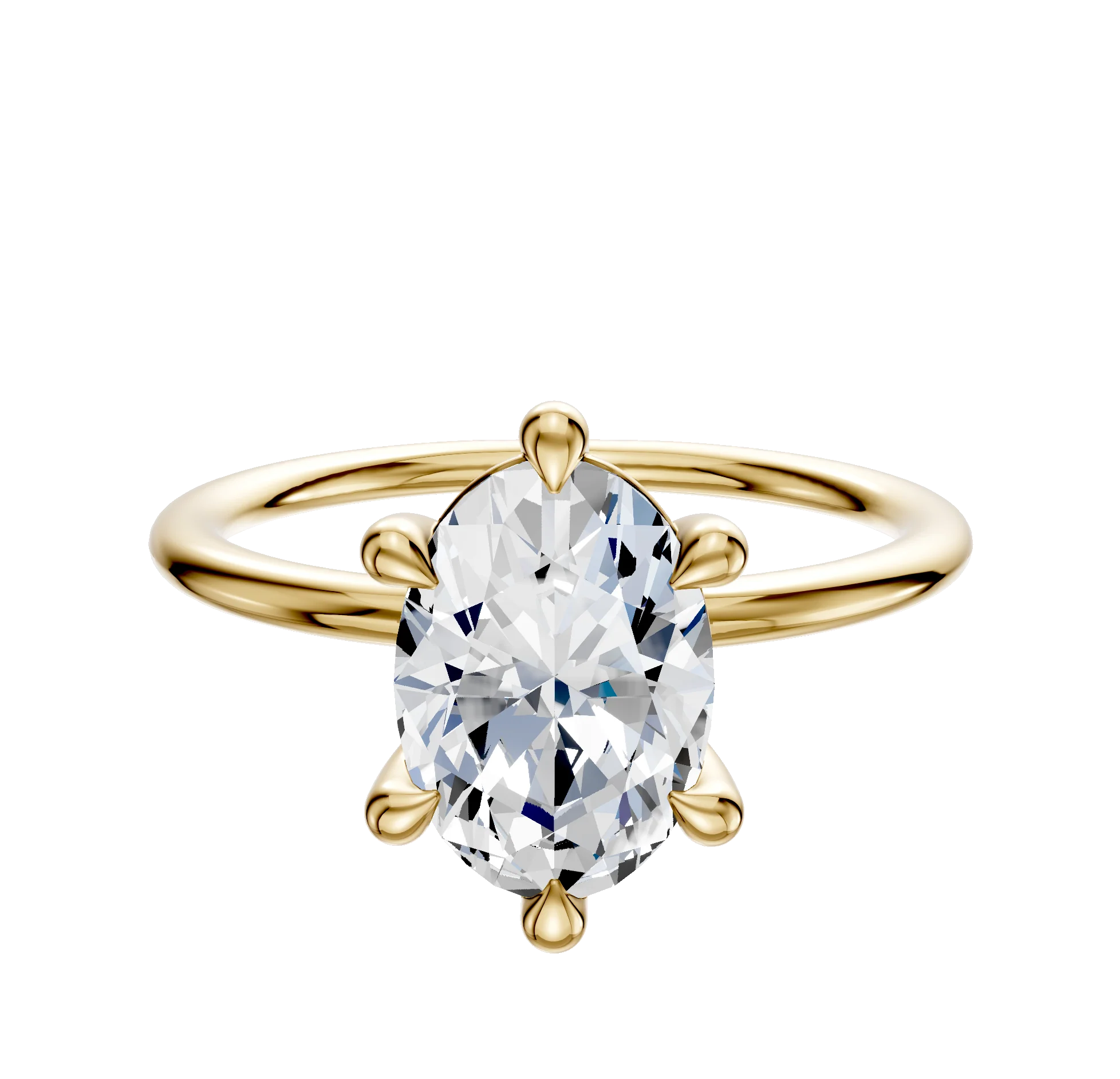 18K Yellow Gold 6 Prong Basket Classic Dome 1.5mm Engagement Ring