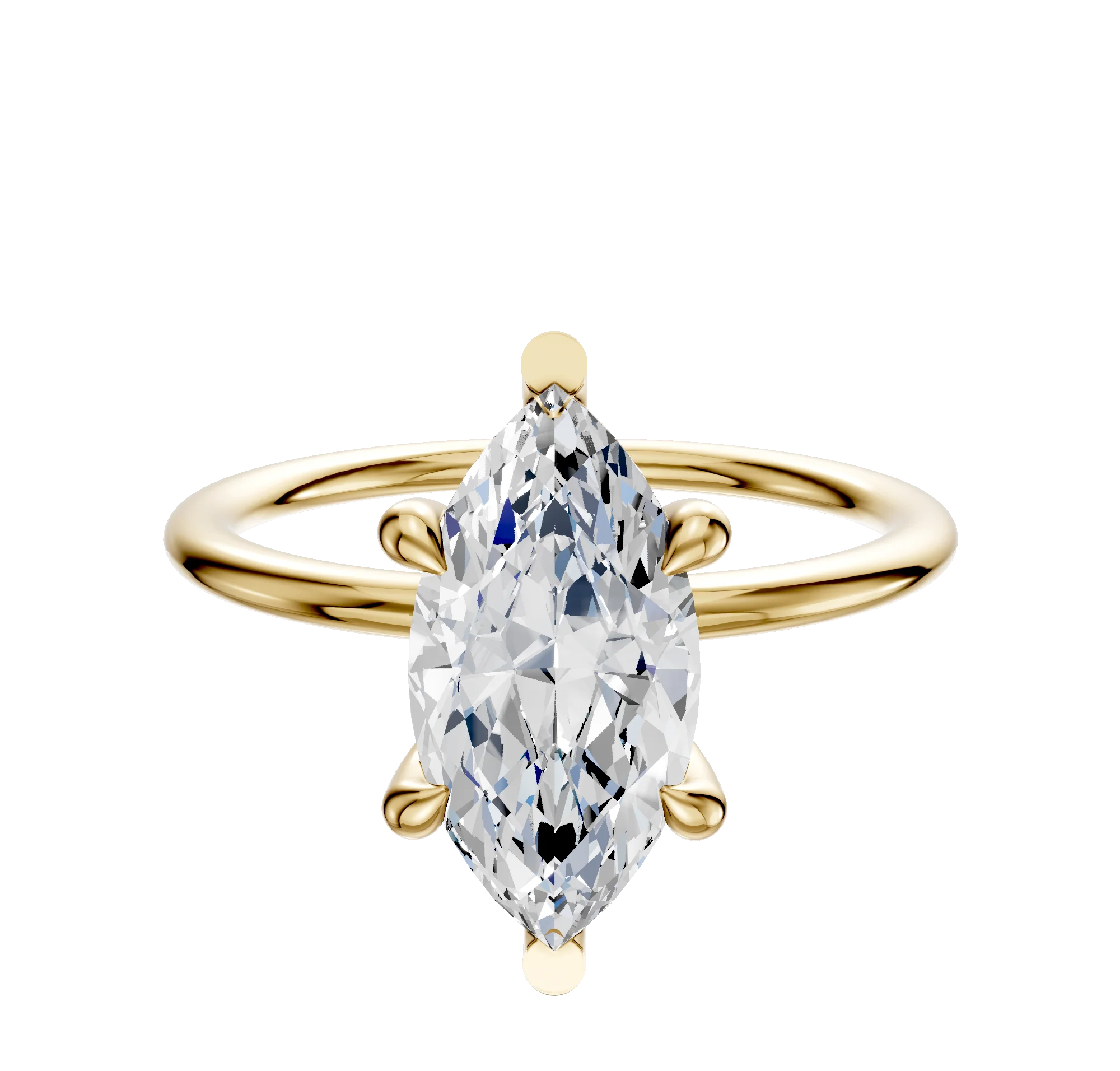 18K Yellow Gold 6 Prong Basket Classic Dome 1.5mm Engagement Ring