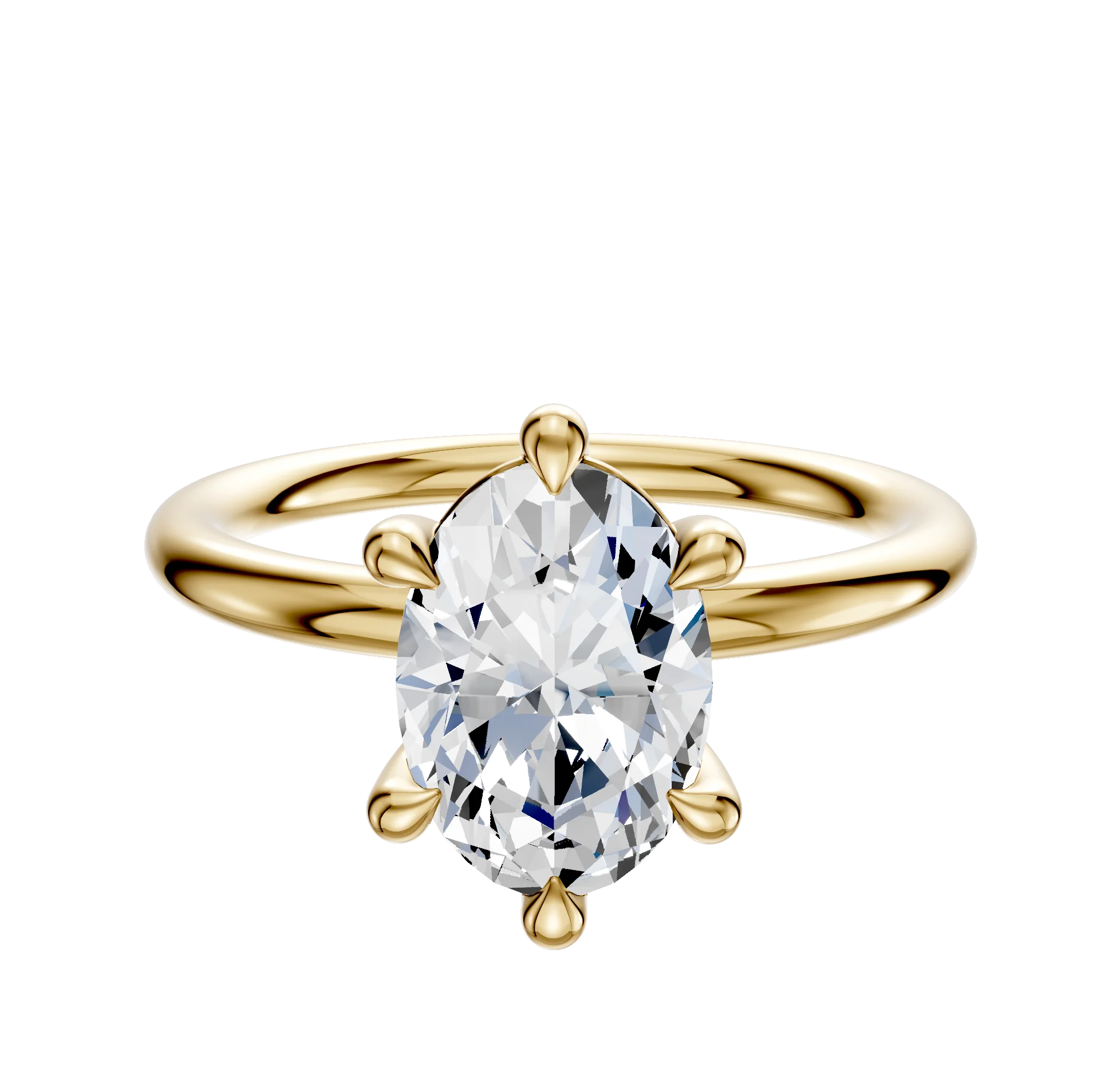 18K Yellow Gold 6 Prong Basket Classic Dome 2.0mm Engagement Ring