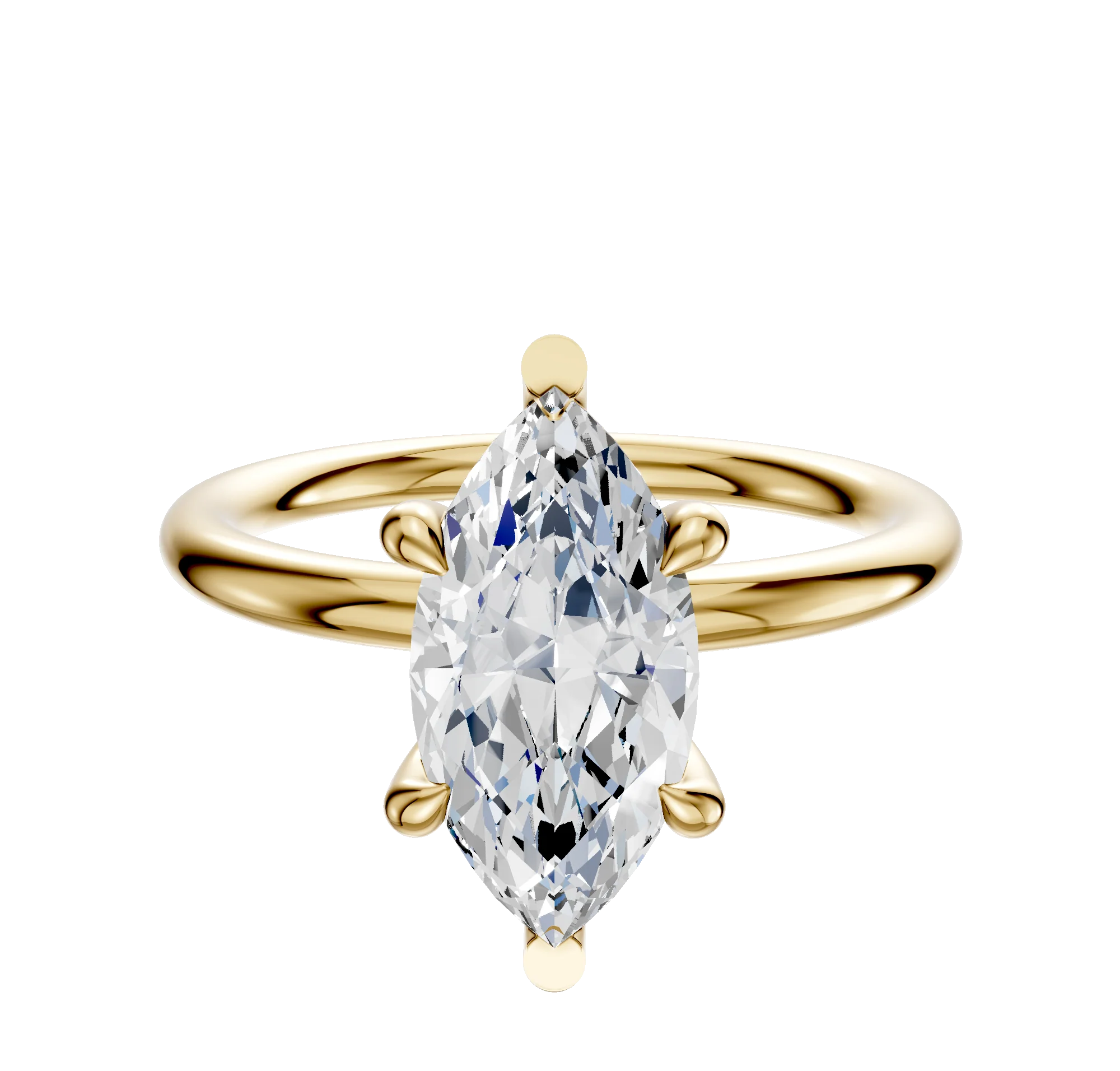 18K Yellow Gold 6 Prong Basket Classic Dome 2.0mm Engagement Ring