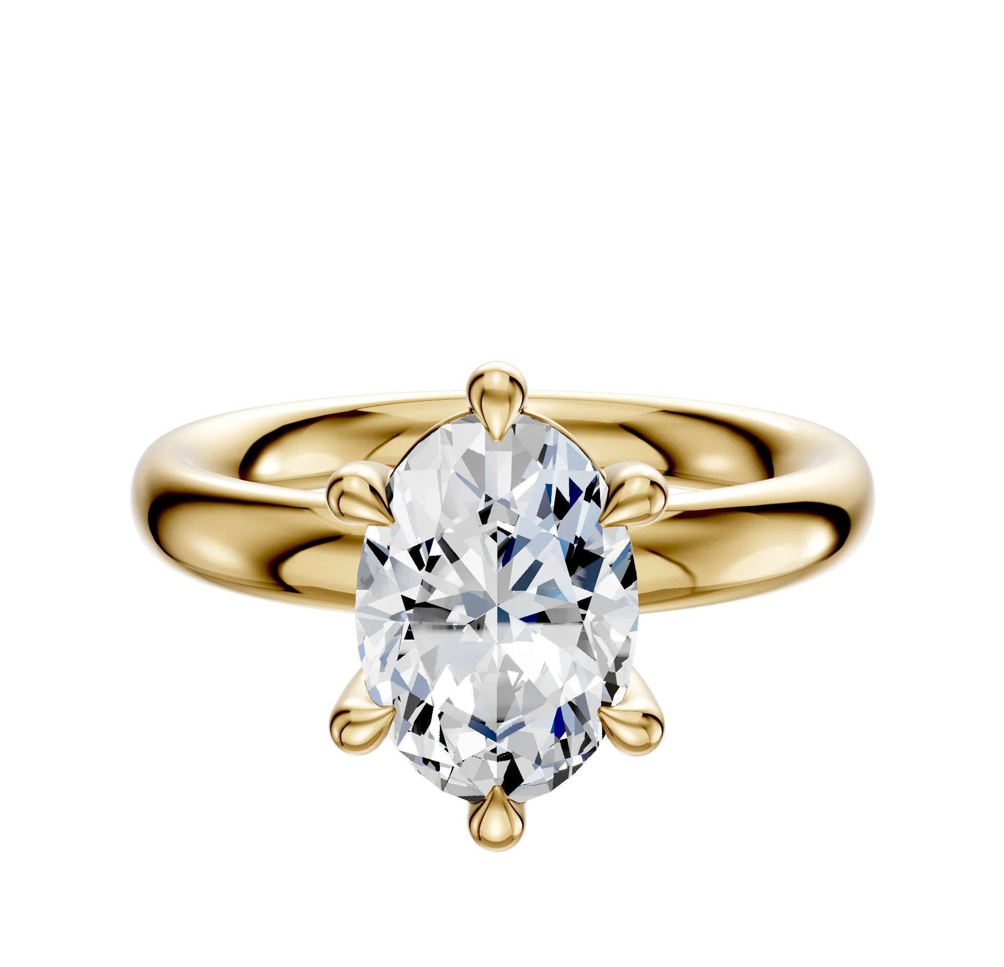 18K Yellow Gold 6 Prong Basket Classic Dome 3.0mm Engagement Ring