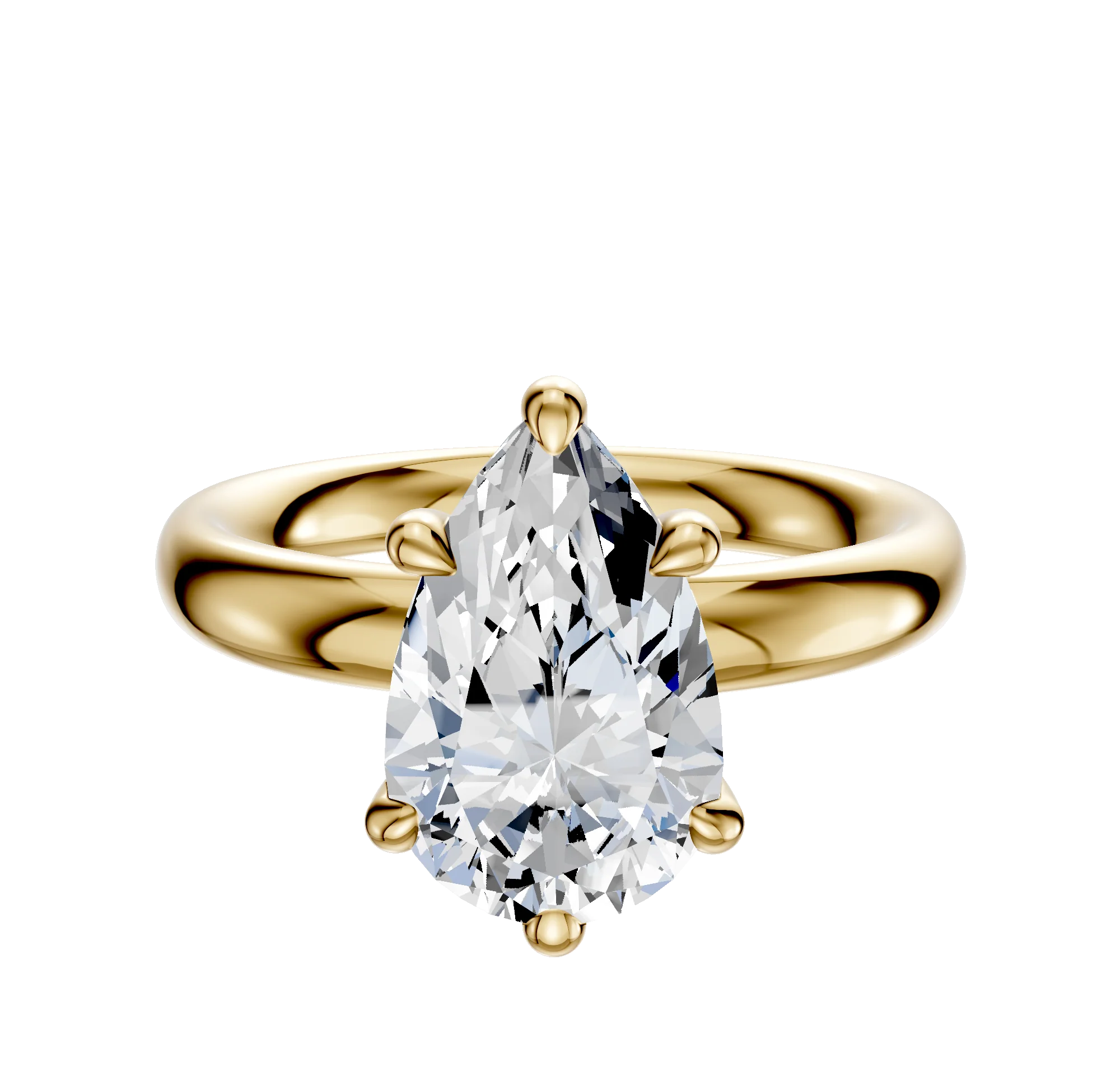 18K Yellow Gold 6 Prong Basket Classic Dome 3.0mm Engagement Ring