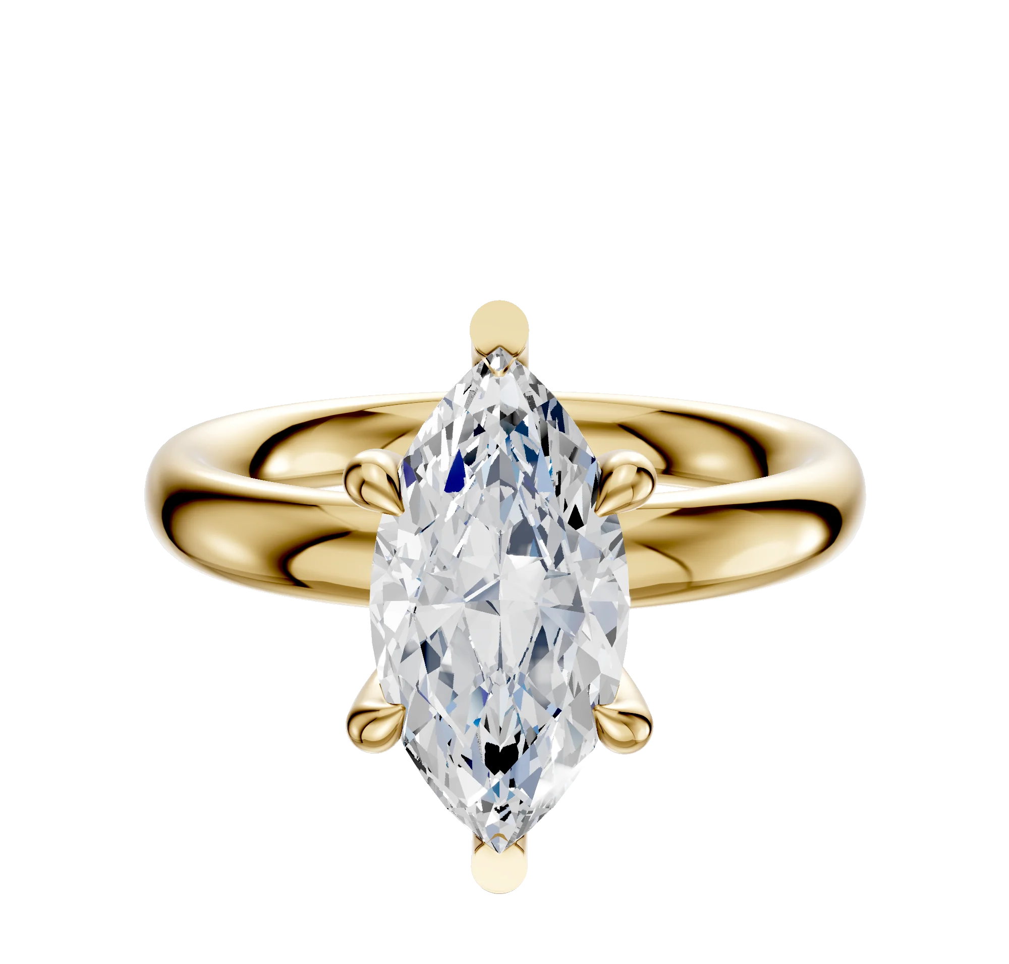 18K Yellow Gold 6 Prong Basket Classic Dome 3.0mm Engagement Ring