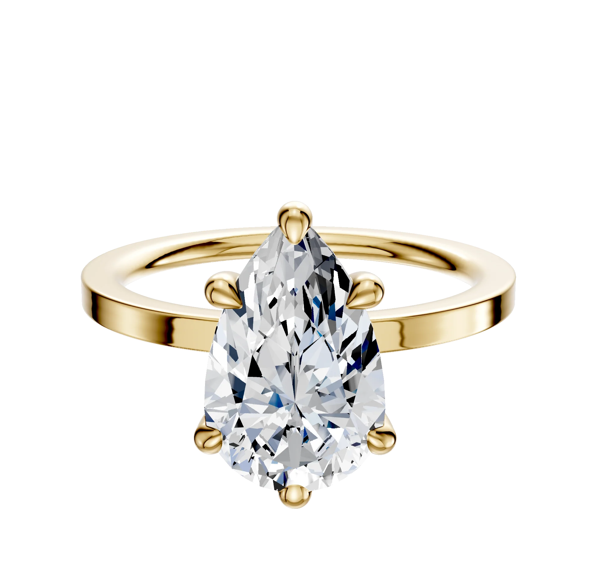 18K Yellow Gold 6 Prong Basket Classic Flat 1.5mm Engagement Ring