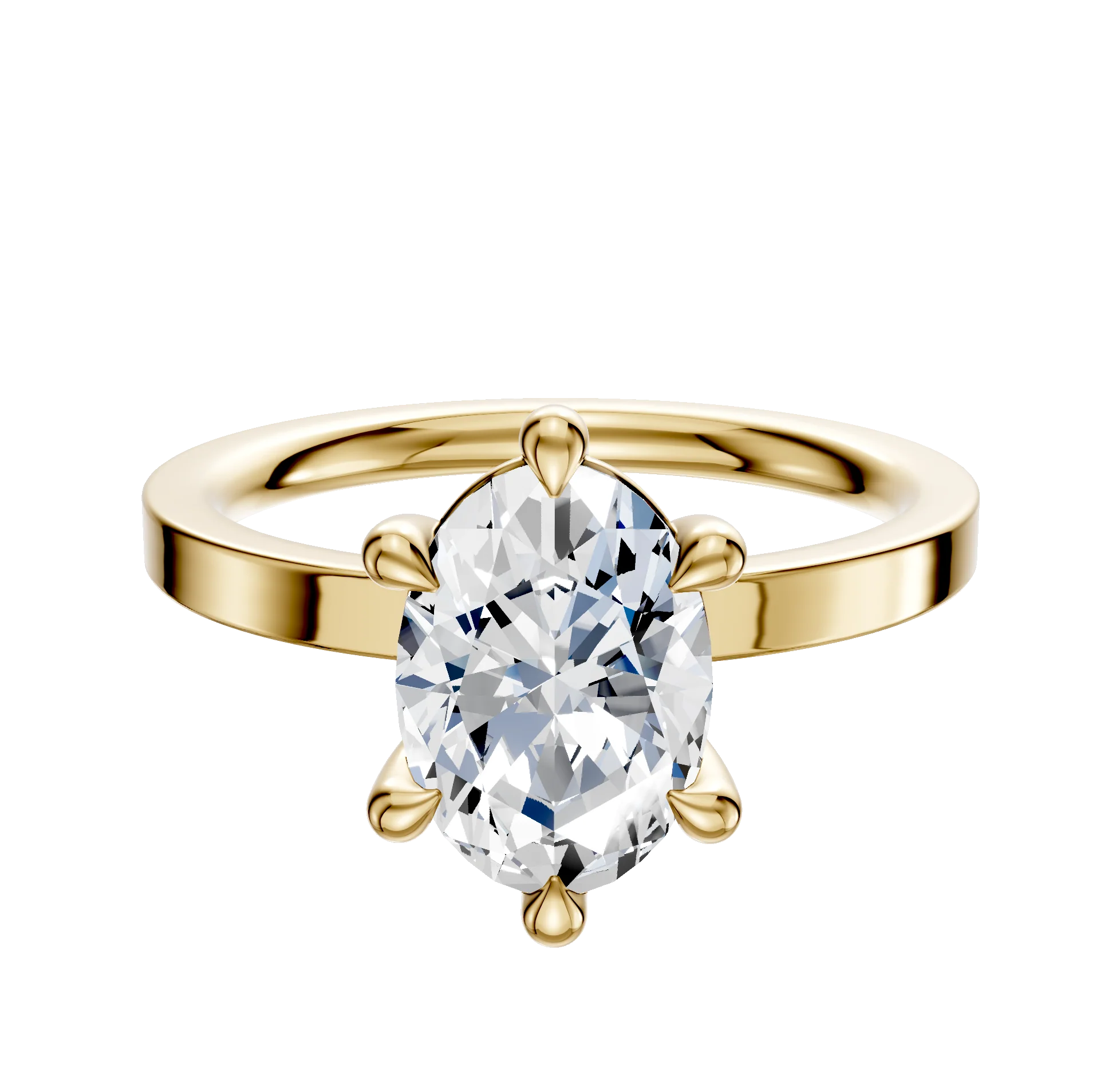 18K Yellow Gold 6 Prong Basket Classic Flat 2.0mm Engagement Ring