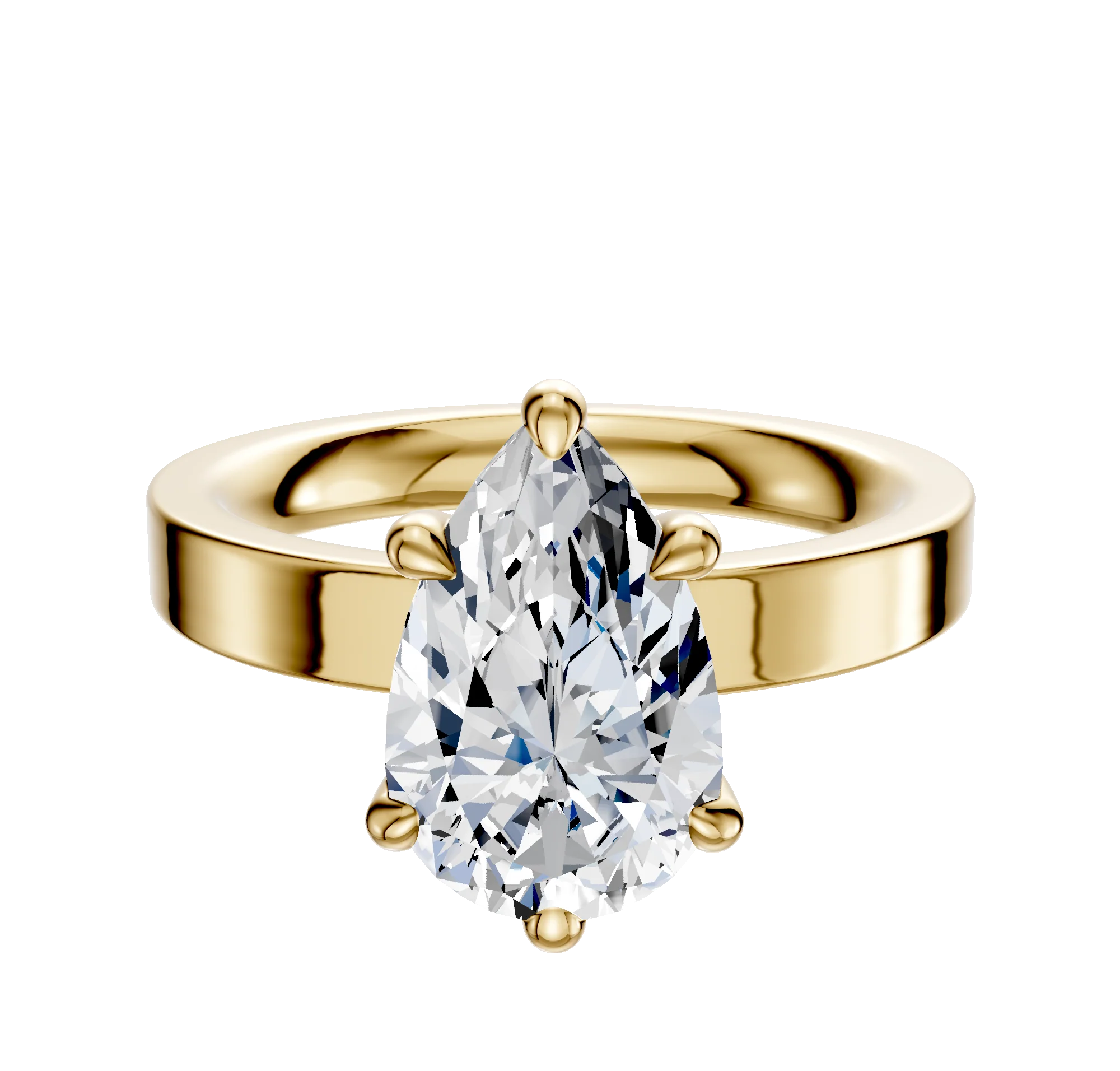 18K Yellow Gold 6 Prong Basket Classic Flat 3.0mm Engagement Ring