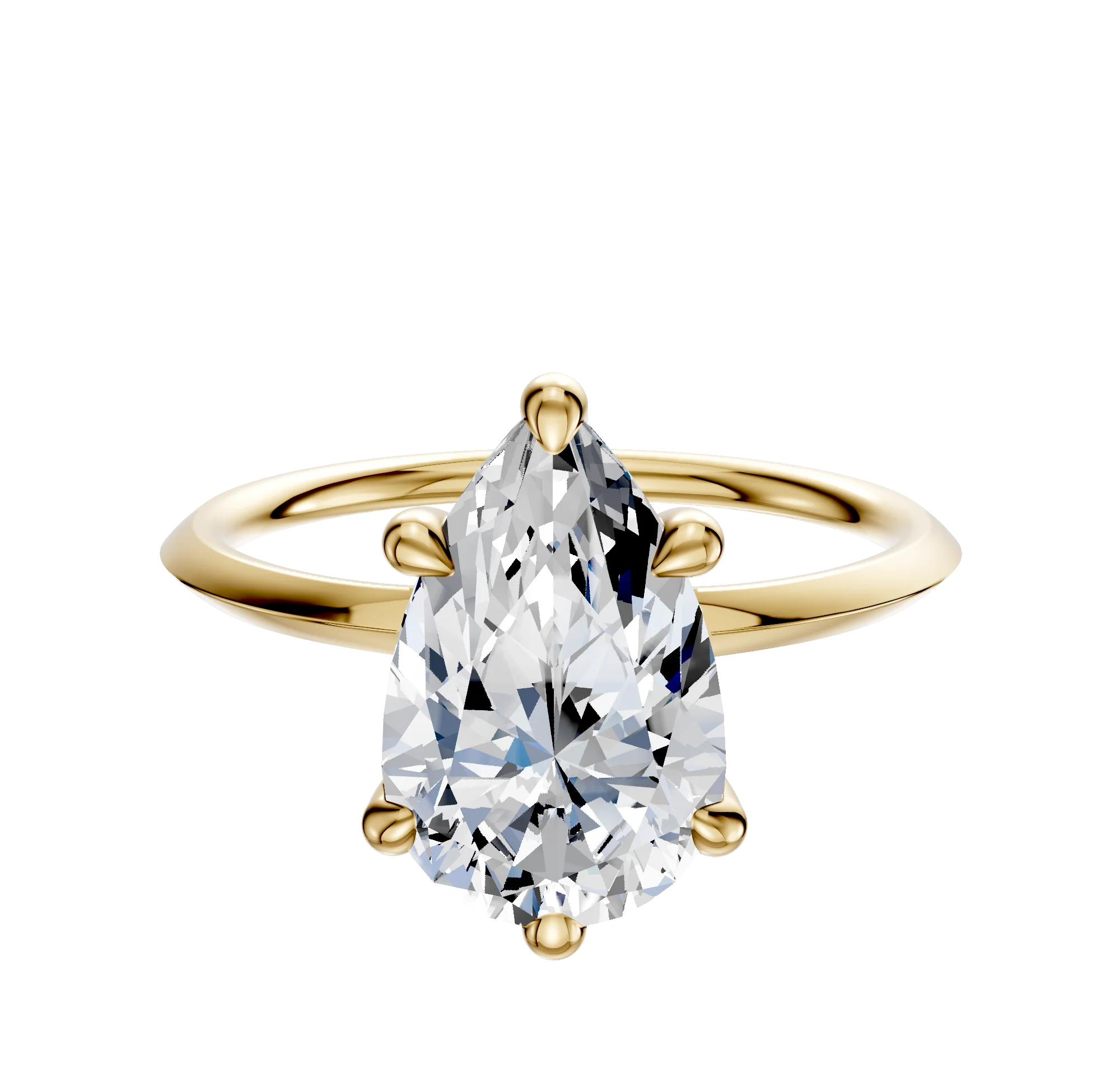 18K Yellow Gold 6 Prong Basket Classic Knife Edge 1.5mm Engagement Ring
