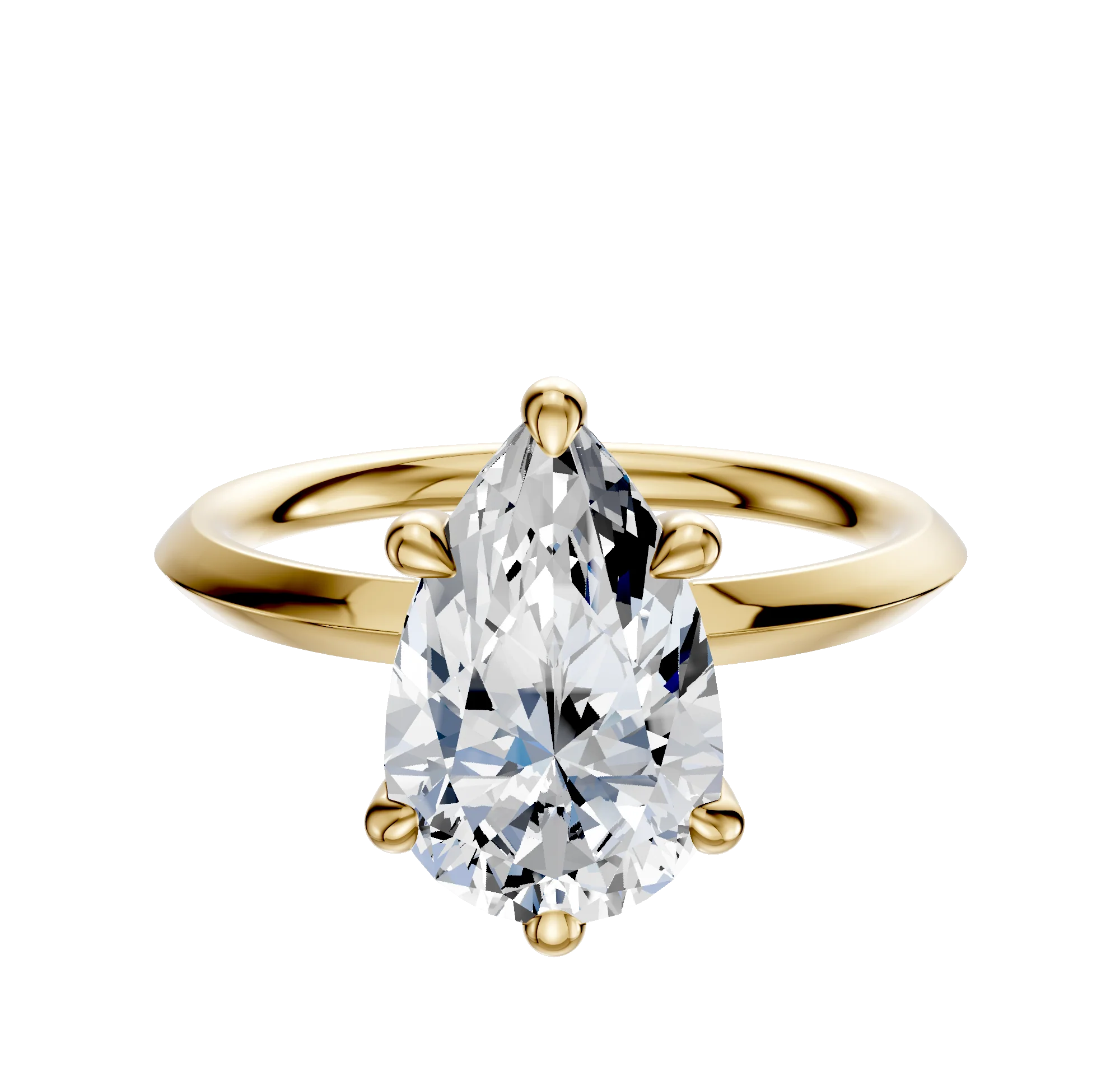 18K Yellow Gold 6 Prong Basket Classic Knife Edge 2.0mm Engagement Ring