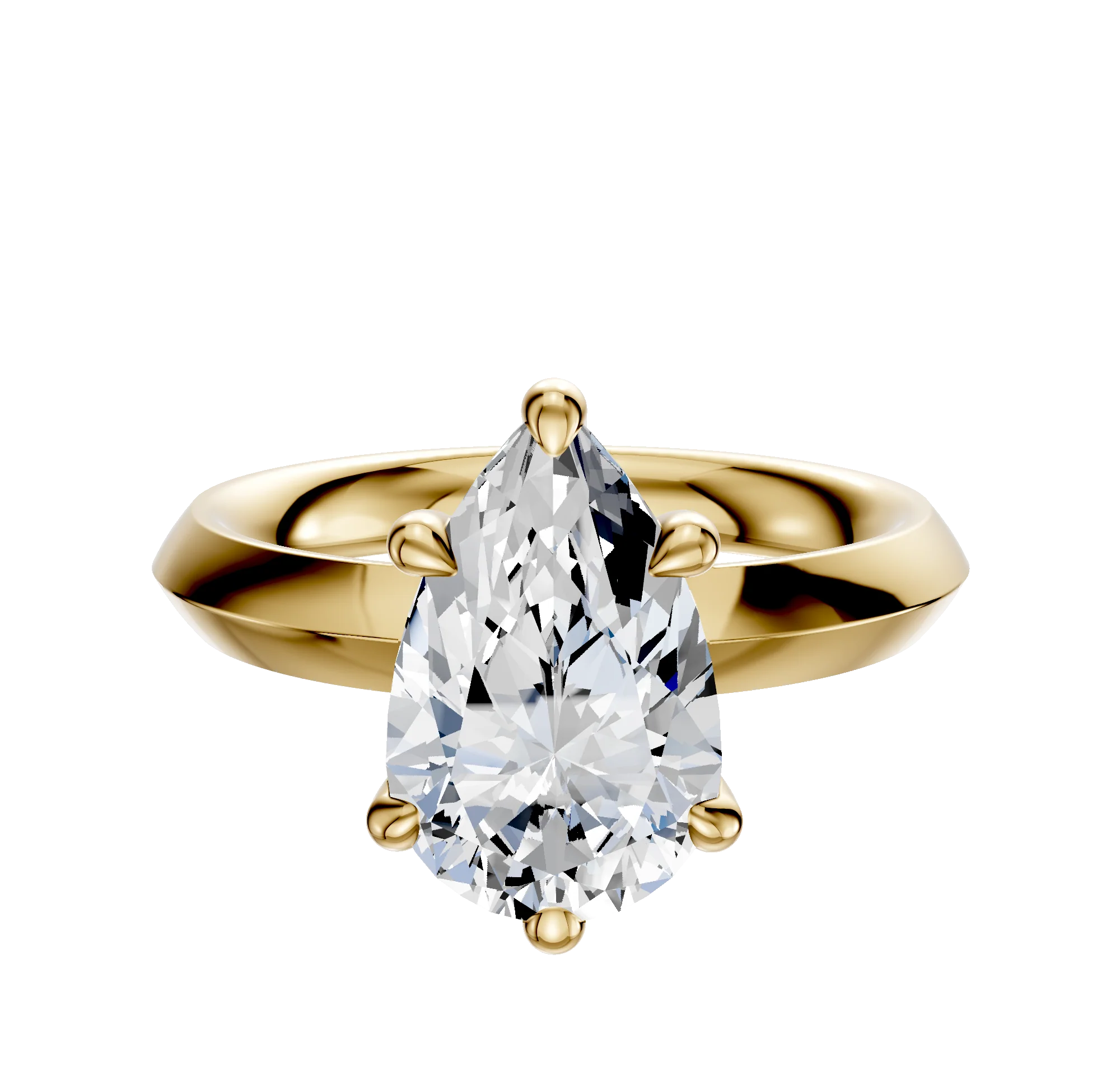 18K Yellow Gold 6 Prong Basket Classic Knife Edge 3.0mm Engagement Ring