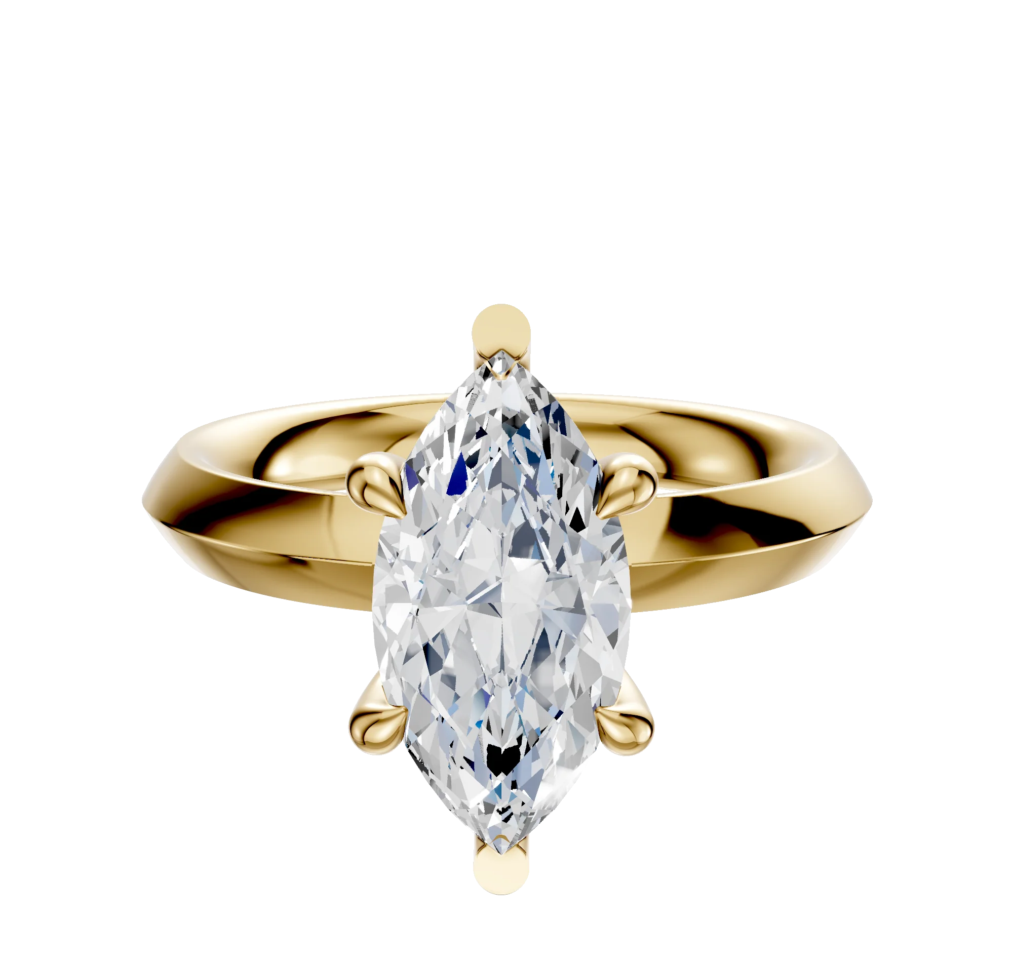 18K Yellow Gold 6 Prong Basket Classic Knife Edge 3.0mm Engagement Ring