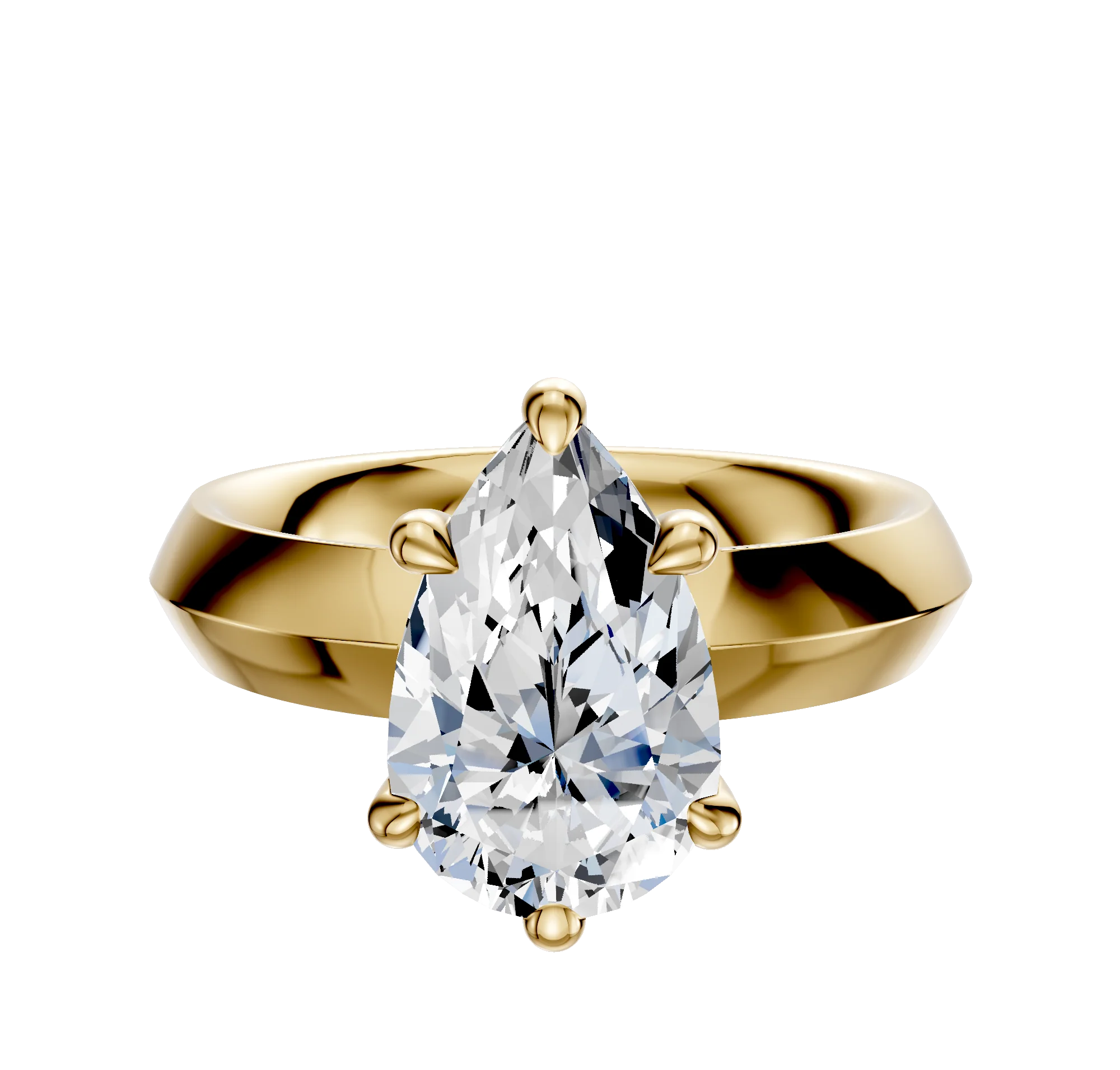 18K Yellow Gold 6 Prong Basket Classic Knife Edge 4.0mm Engagement Ring
