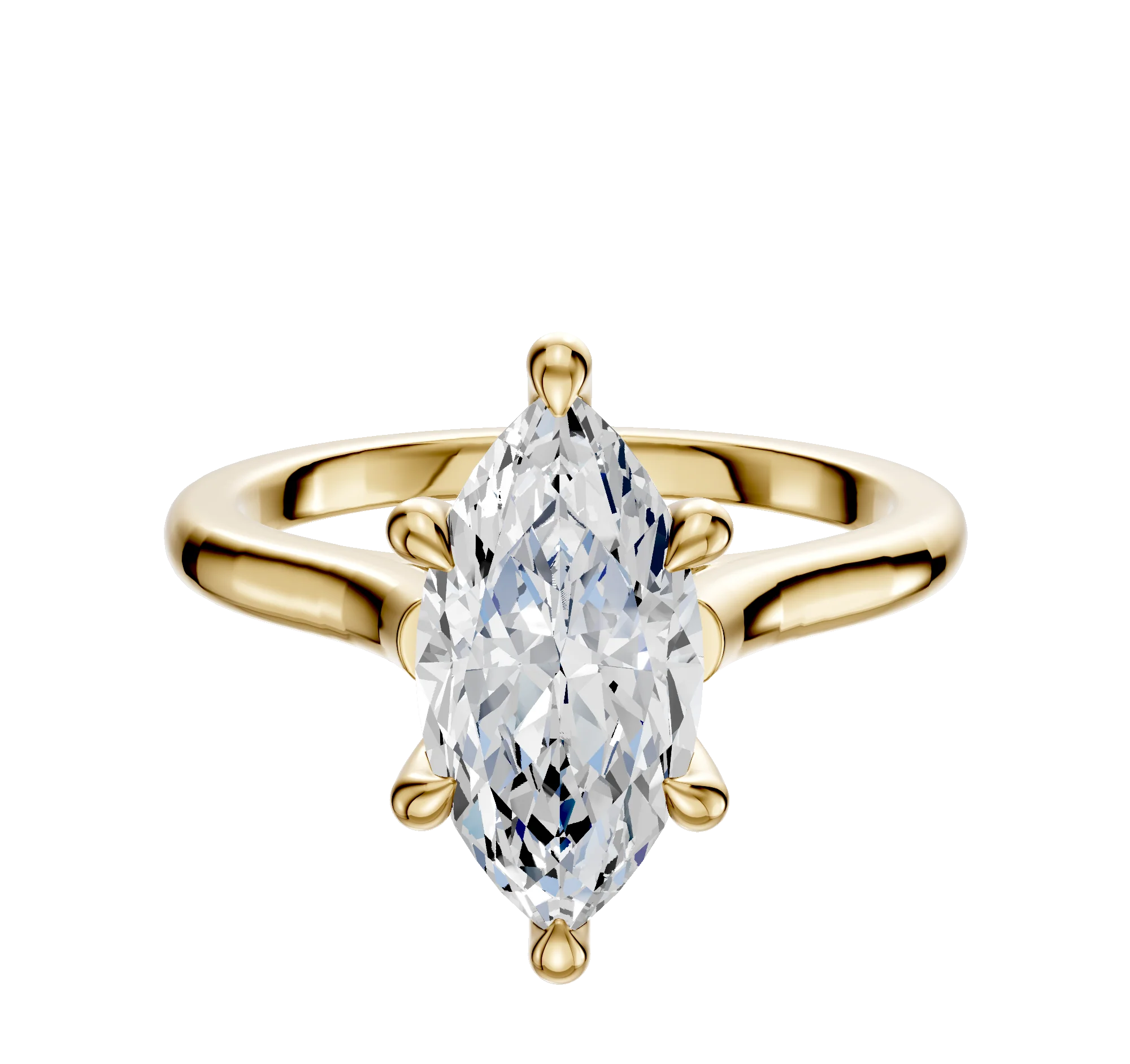 18K Yellow Gold 6 Prong Hidden Halo Cathedral Dome 2.0mm Engagement Ring