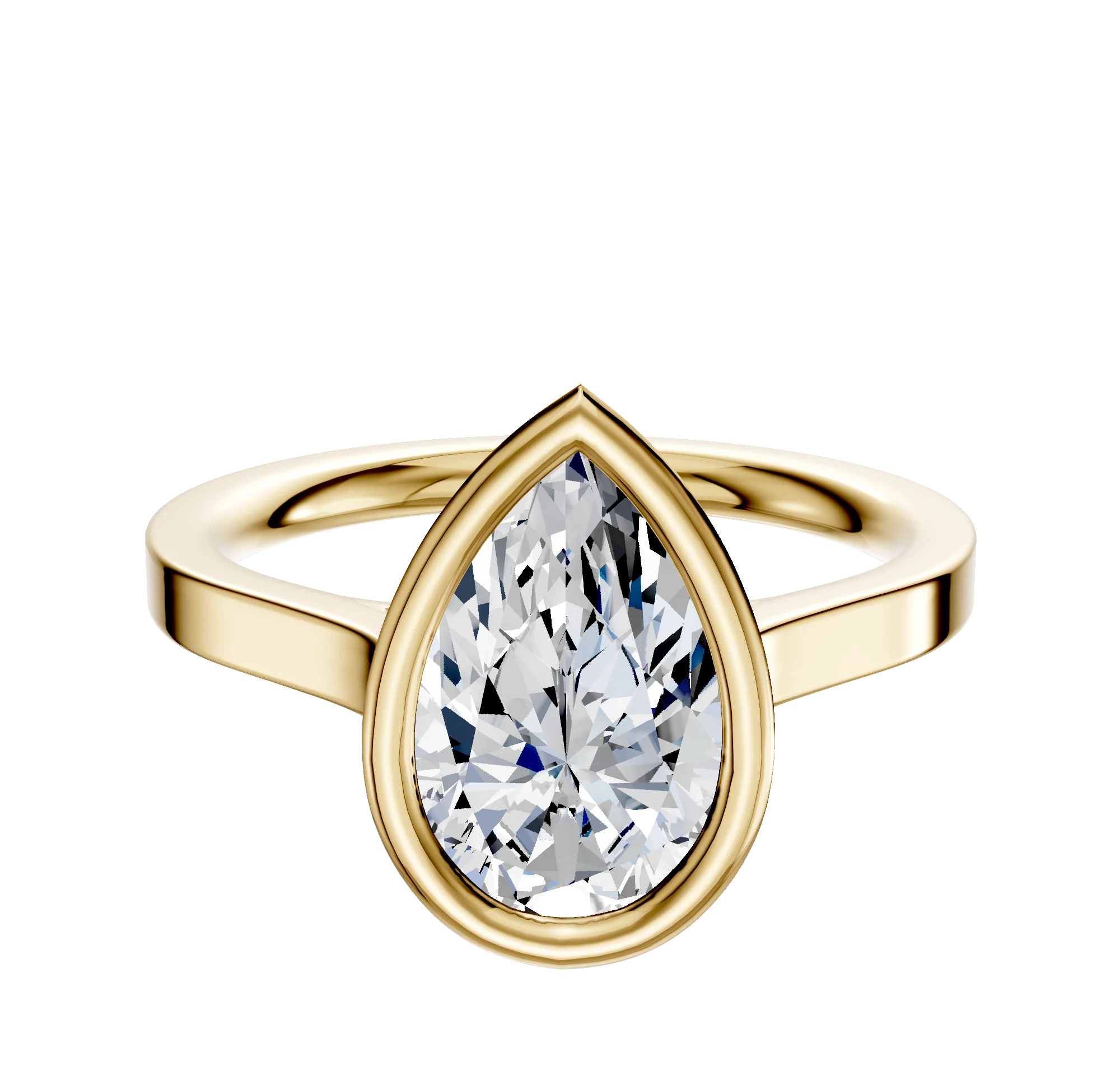 18K Yellow Gold Bezel Full Bezel East/West Cathedral Flat 2.0mm Engagement Ring