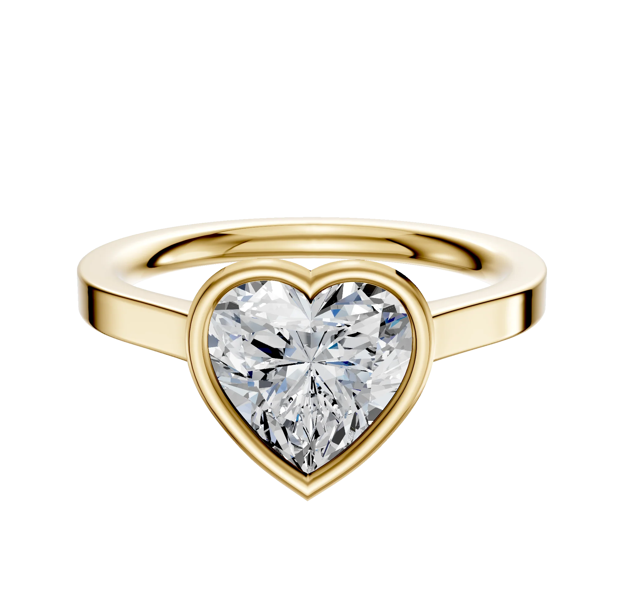 18K Yellow Gold Bezel Full Bezel East/West Cathedral Flat 2.0mm Engagement Ring