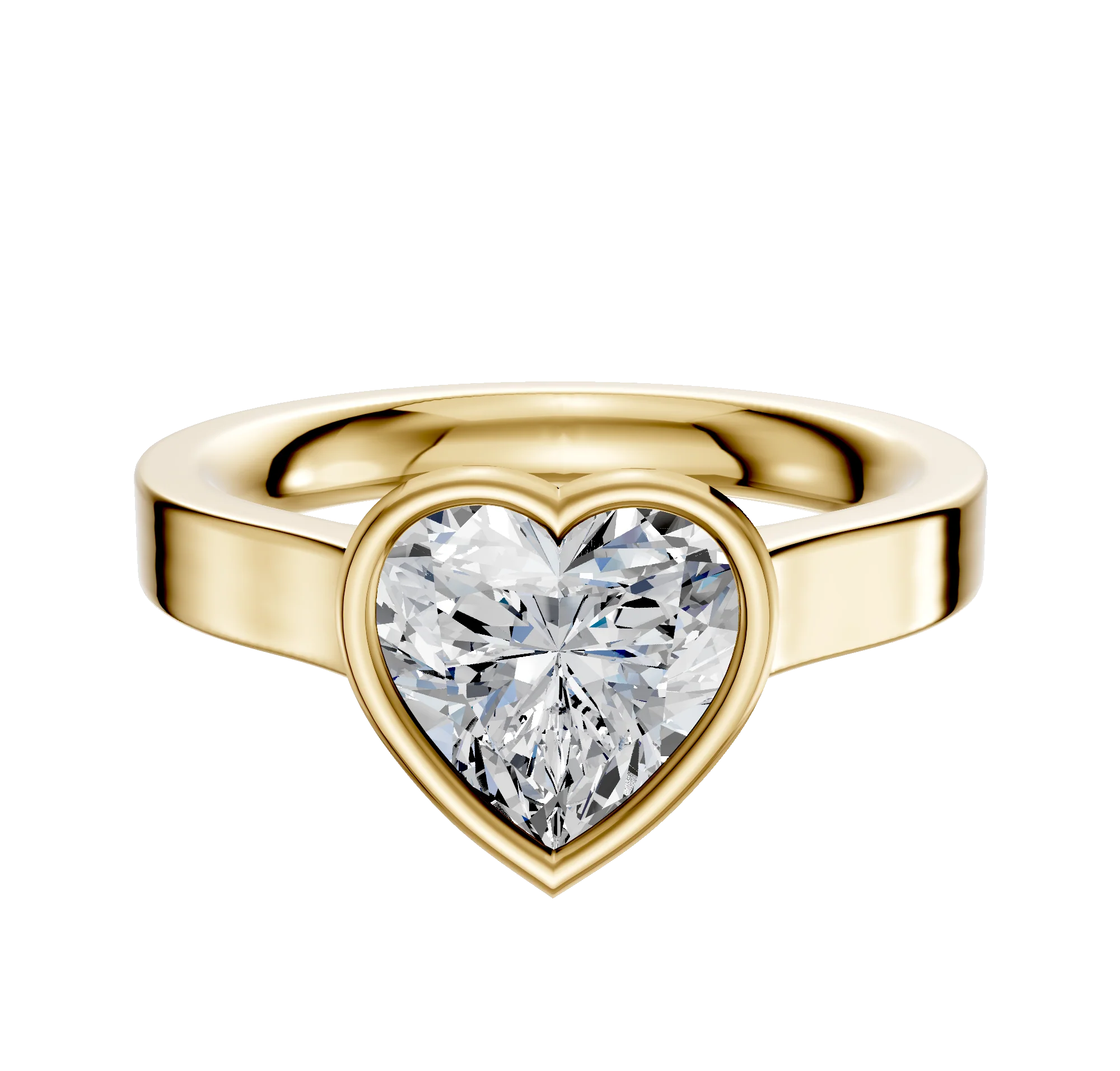 18K Yellow Gold Bezel Full Bezel East/West Cathedral Flat 3.0mm Engagement Ring