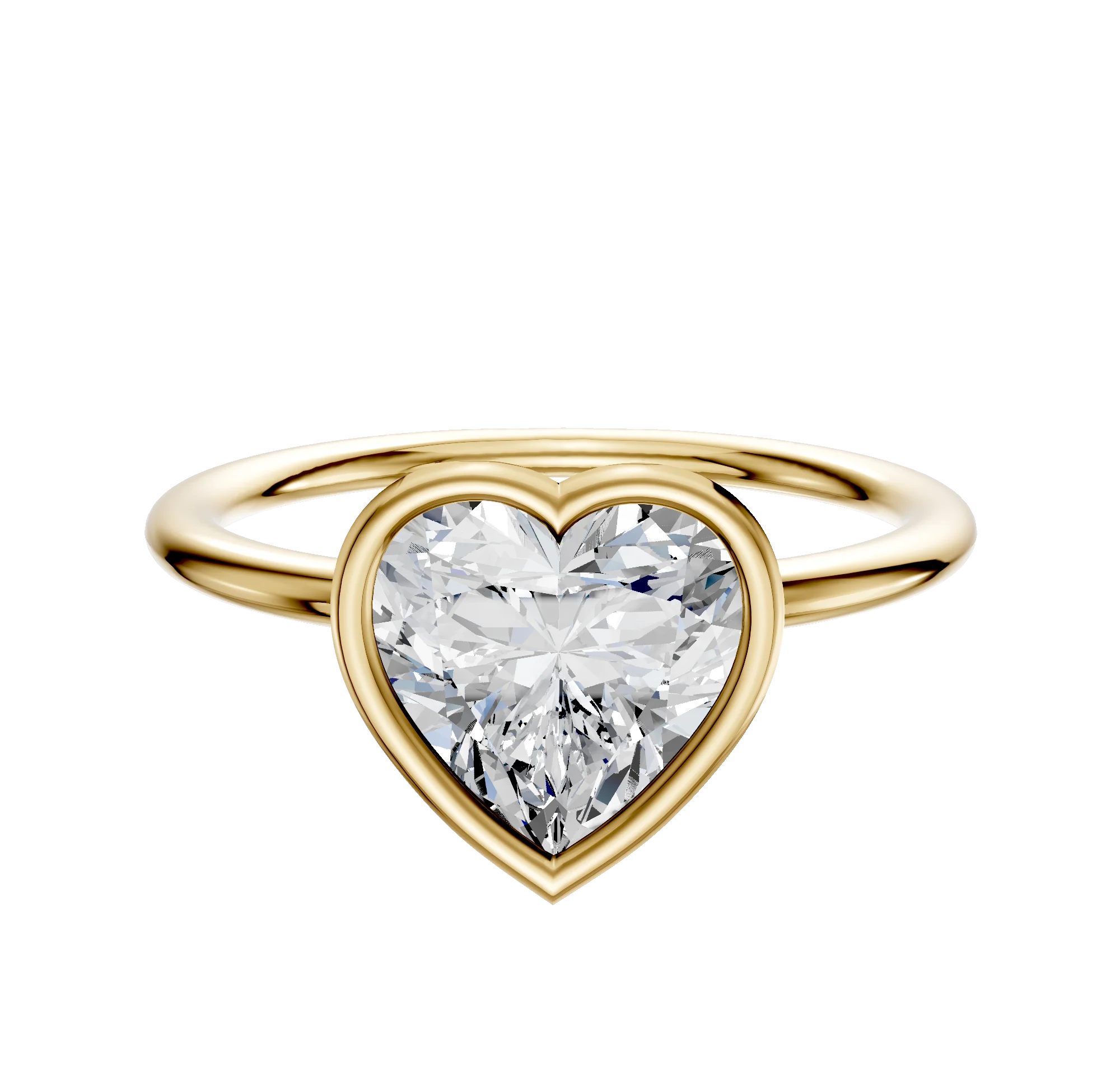 18K Yellow Gold Bezel Full Bezel East/West Classic Dome 1.5mm Engagement Ring