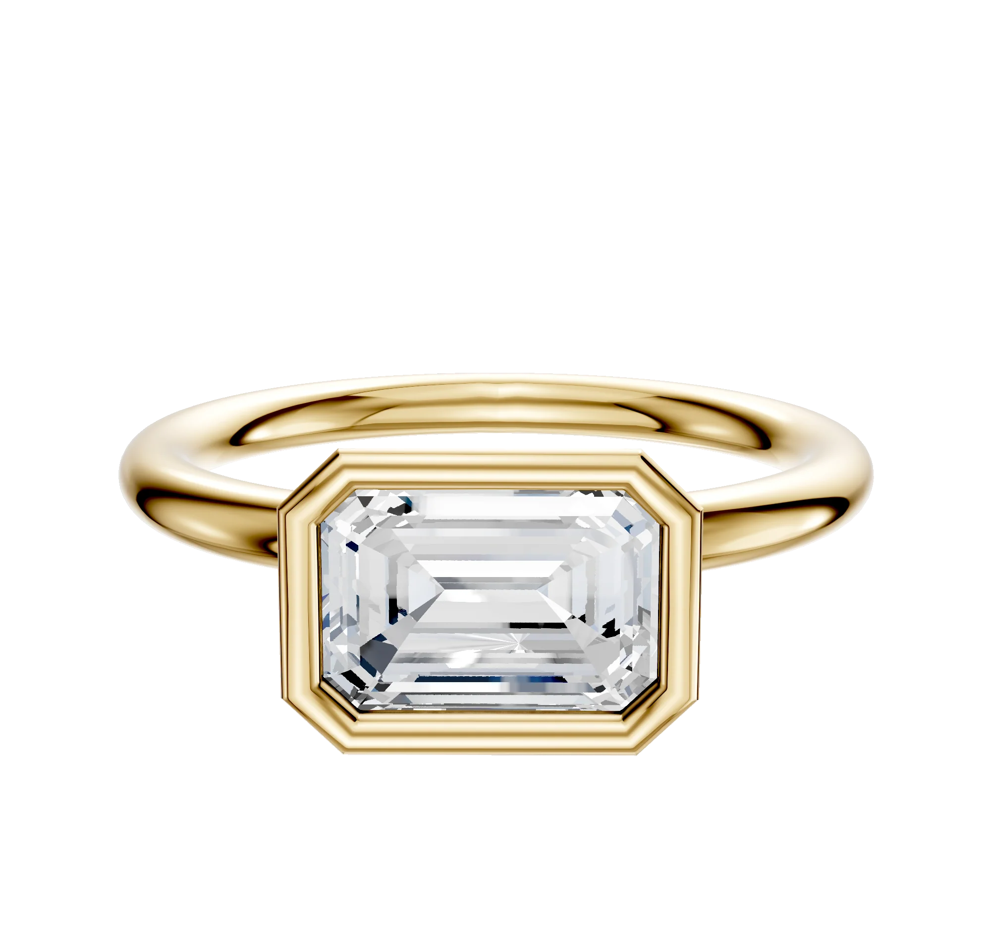 18K Yellow Gold Bezel Full Bezel East/West Classic Dome 2.0mm Engagement Ring