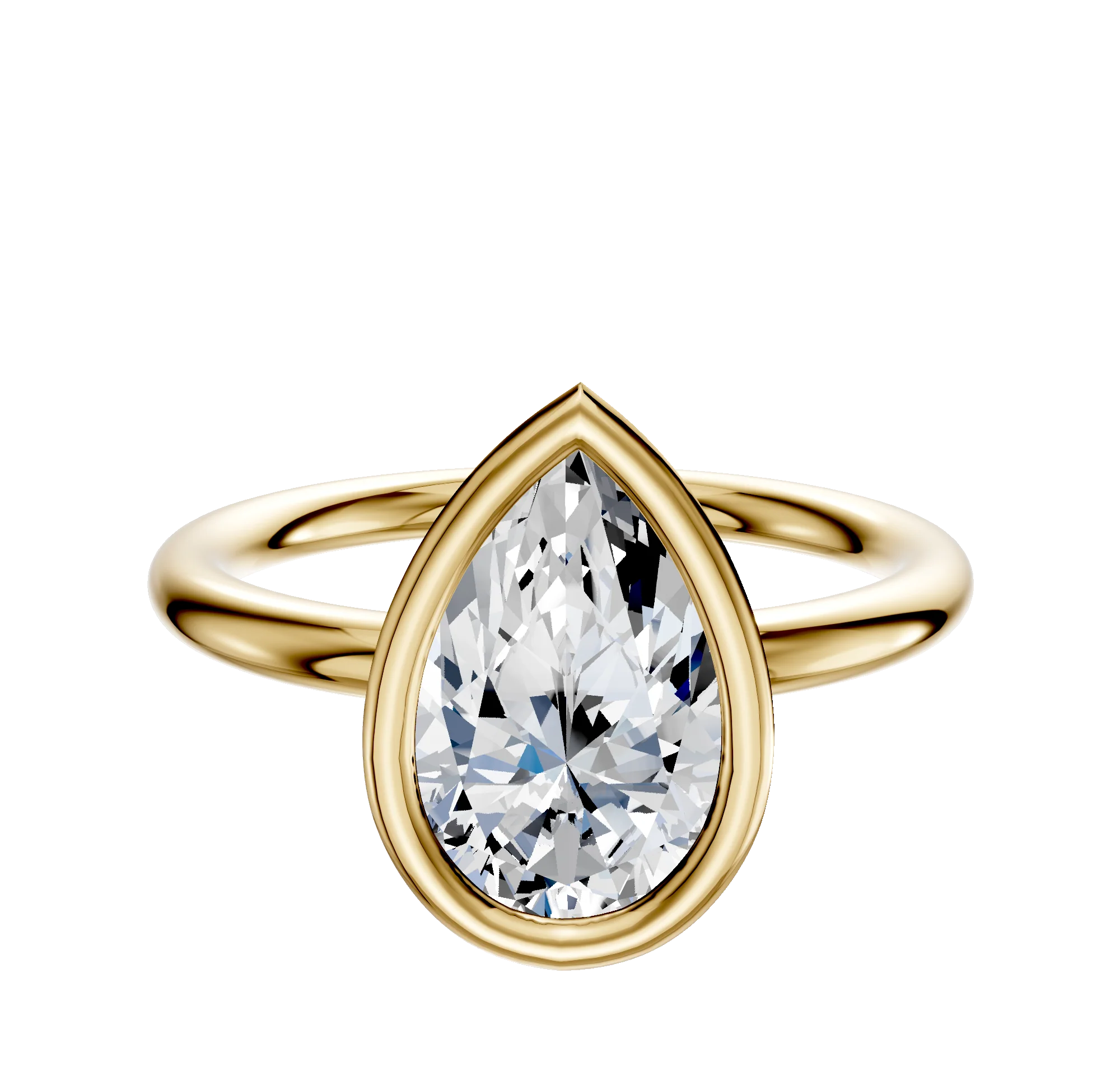 18K Yellow Gold Bezel Full Bezel East/West Classic Dome 2.0mm Engagement Ring