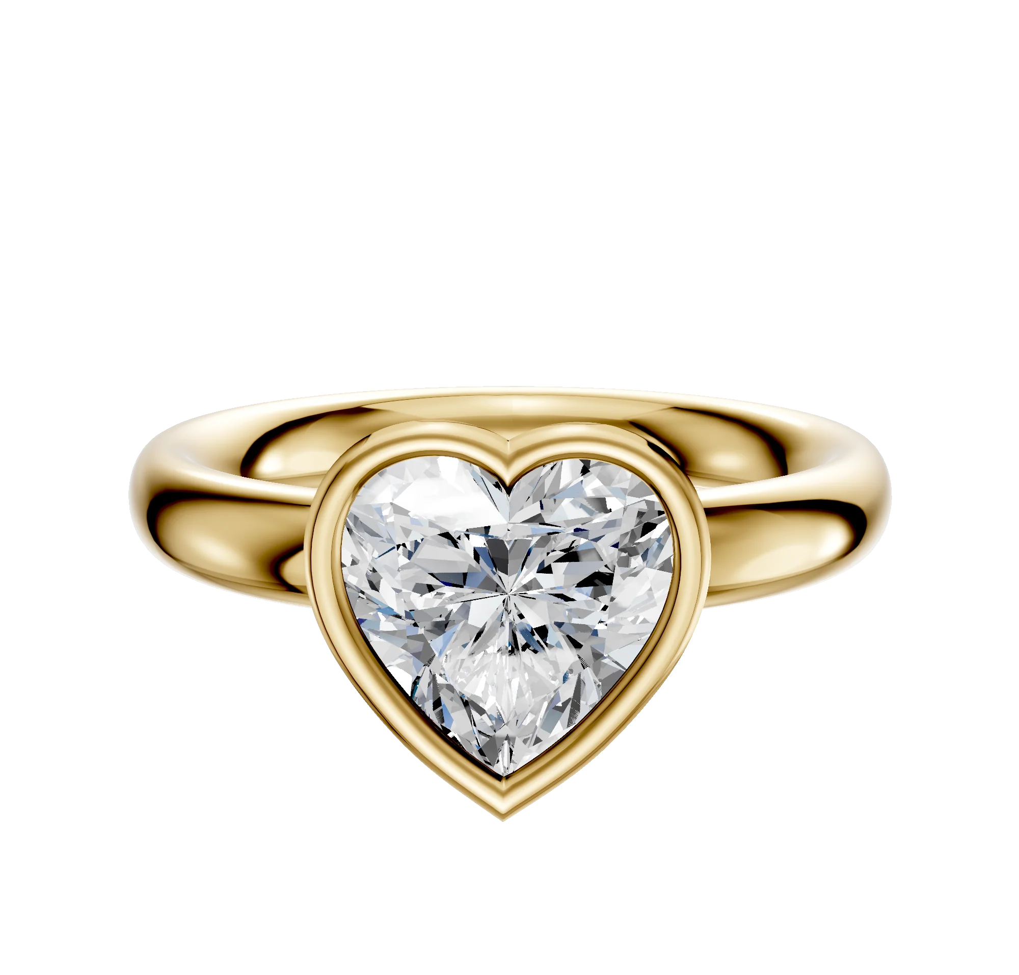 18K Yellow Gold Bezel Full Bezel East/West Classic Dome 3.0mm Engagement Ring