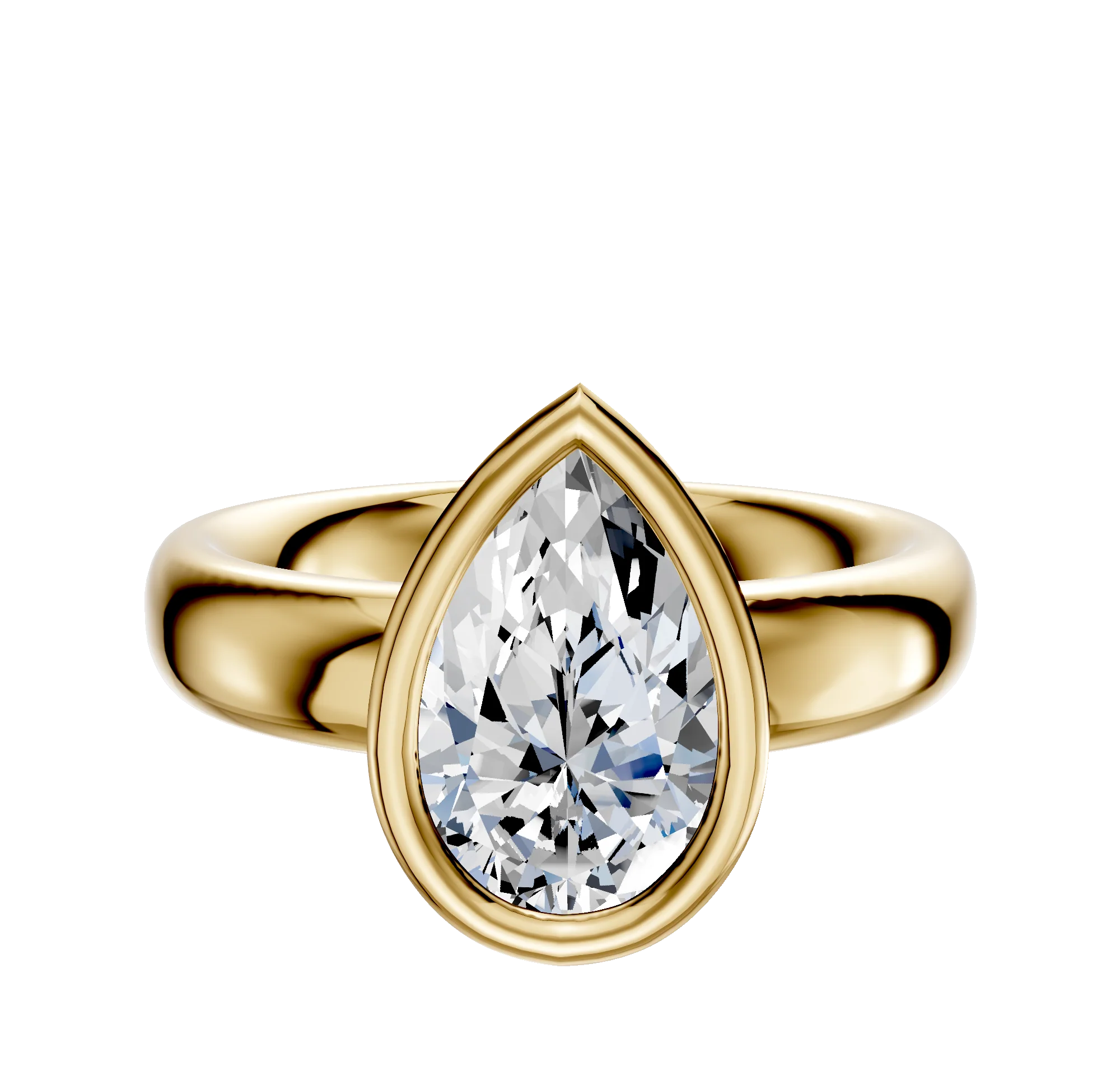18K Yellow Gold Bezel Full Bezel East/West Classic Dome 4.0mm Engagement Ring