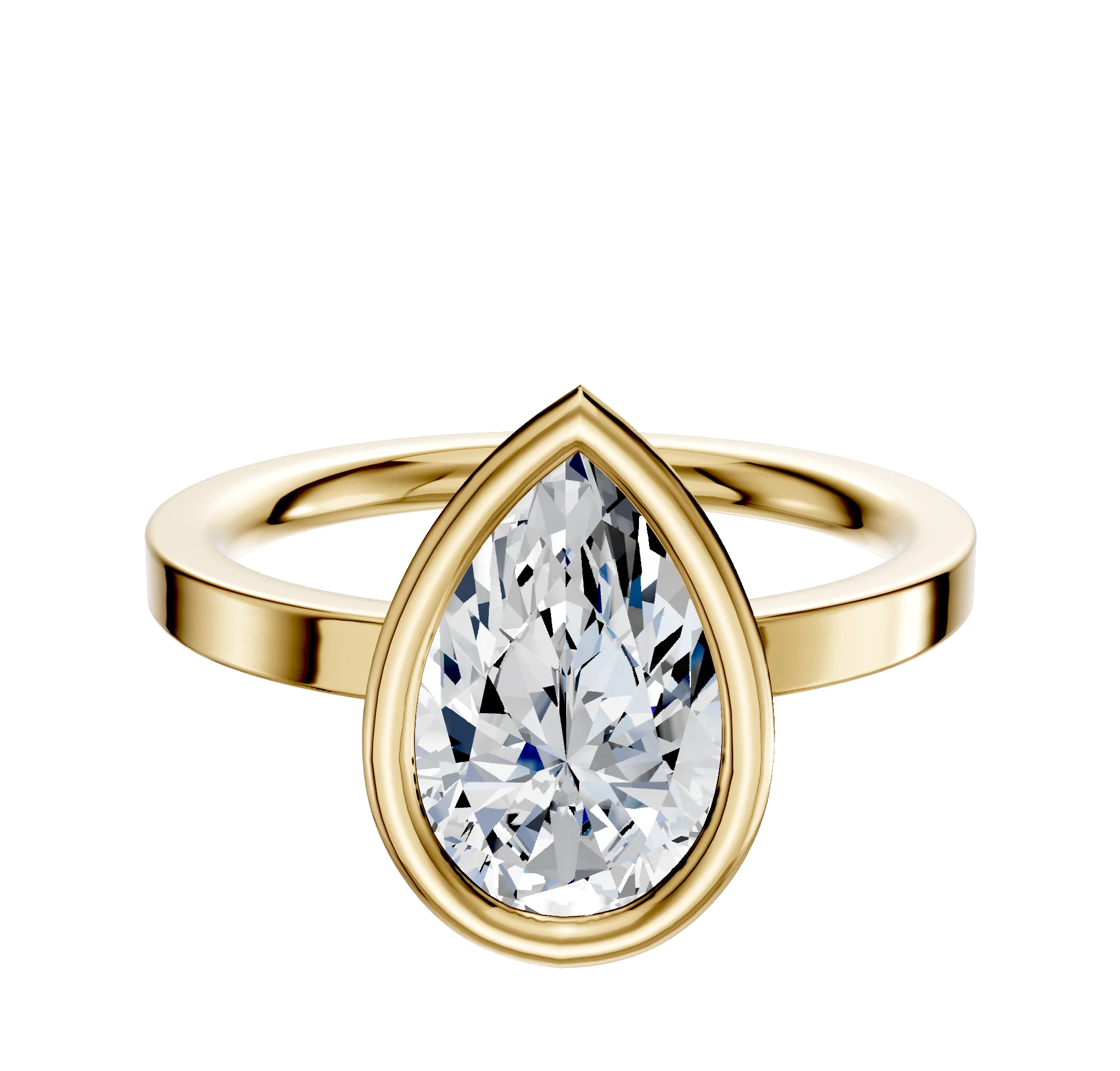 18K Yellow Gold Bezel Full Bezel East/West Classic Flat 2.0mm Engagement Ring