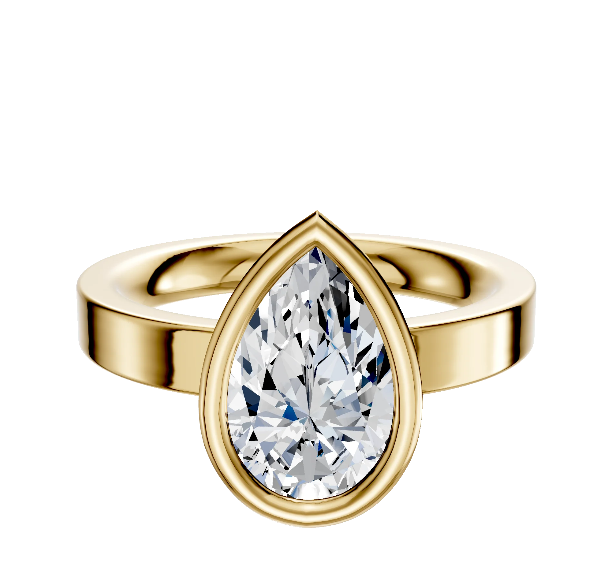 18K Yellow Gold Bezel Full Bezel East/West Classic Flat 3.0mm Engagement Ring