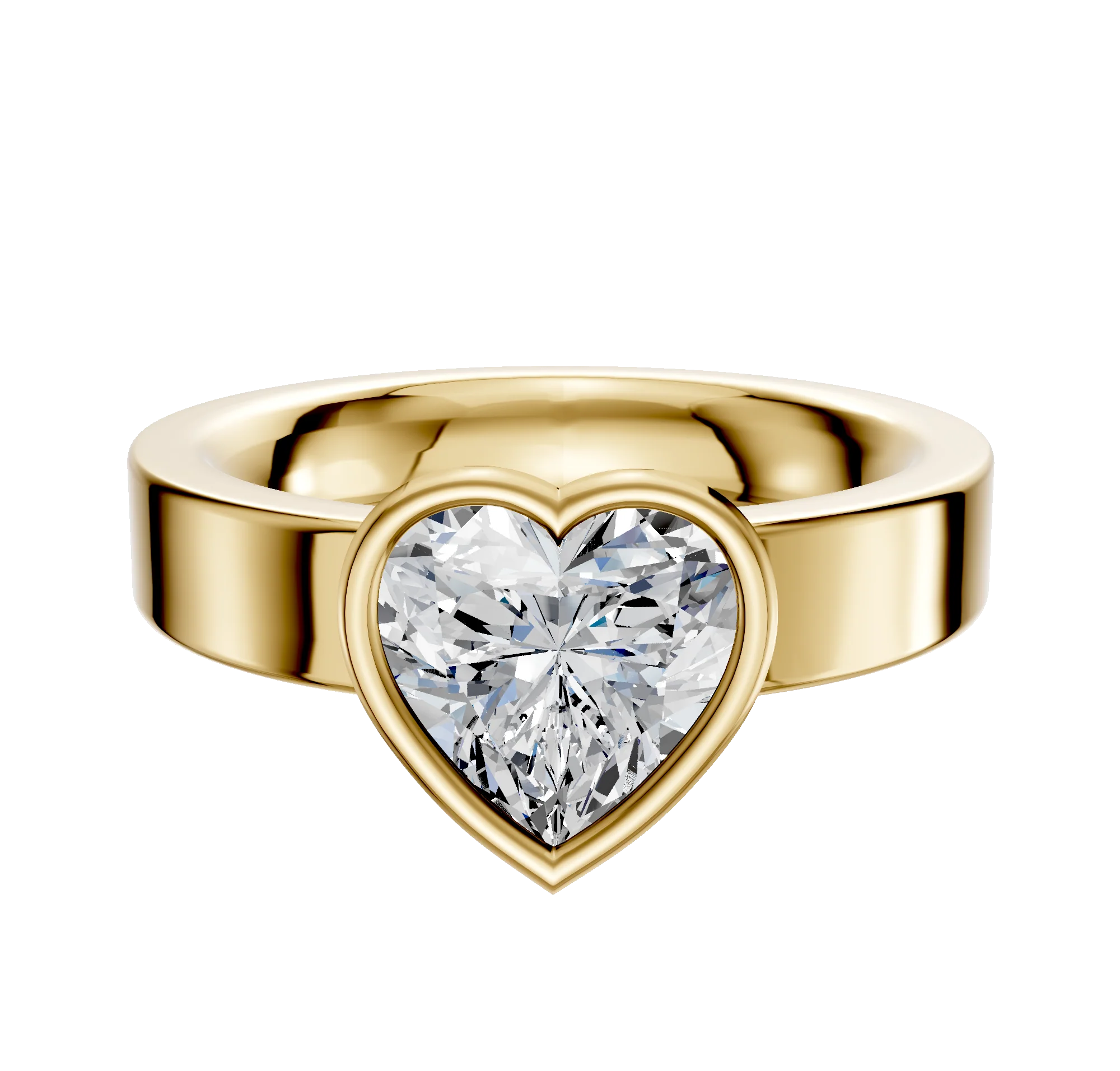 18K Yellow Gold Bezel Full Bezel East/West Classic Flat 4.0mm Engagement Ring