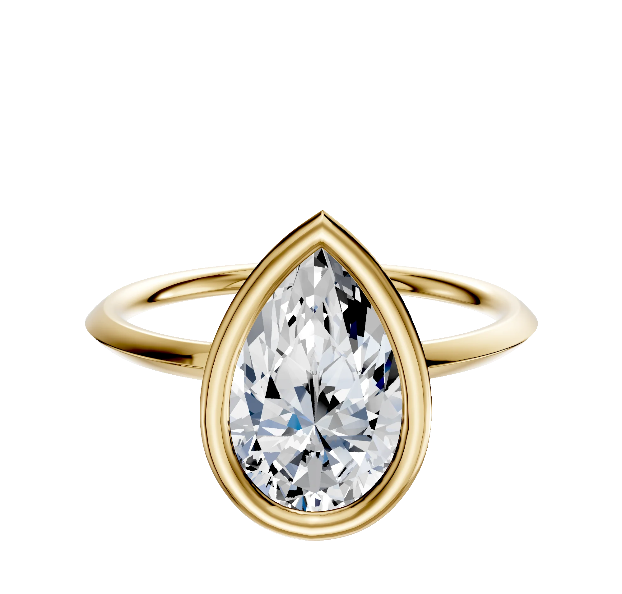 18K Yellow Gold Bezel Full Bezel East/West Classic Knife Edge 1.5mm Engagement Ring