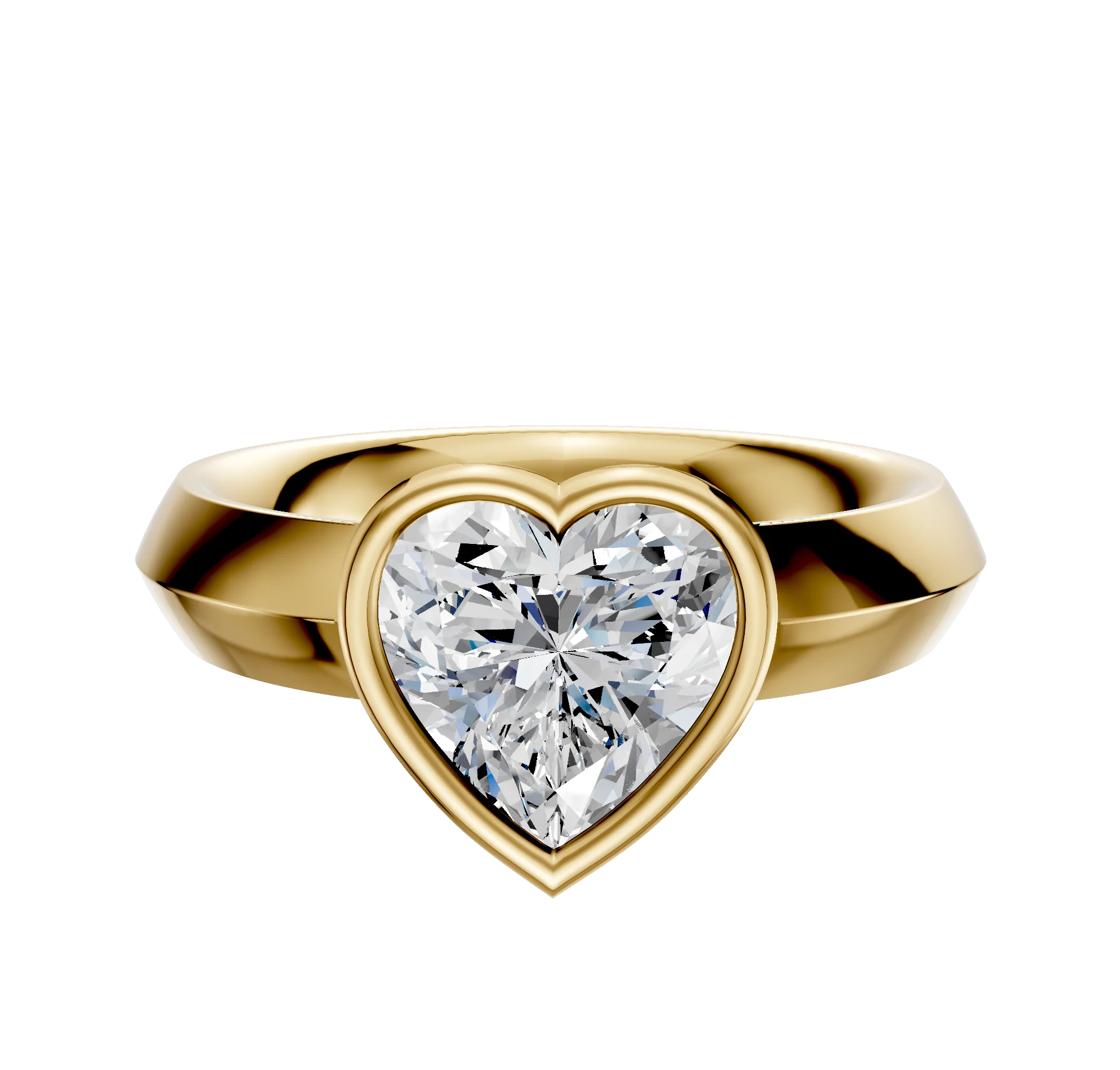 18K Yellow Gold Bezel Full Bezel East/West Classic Knife Edge 4.0mm Engagement Ring