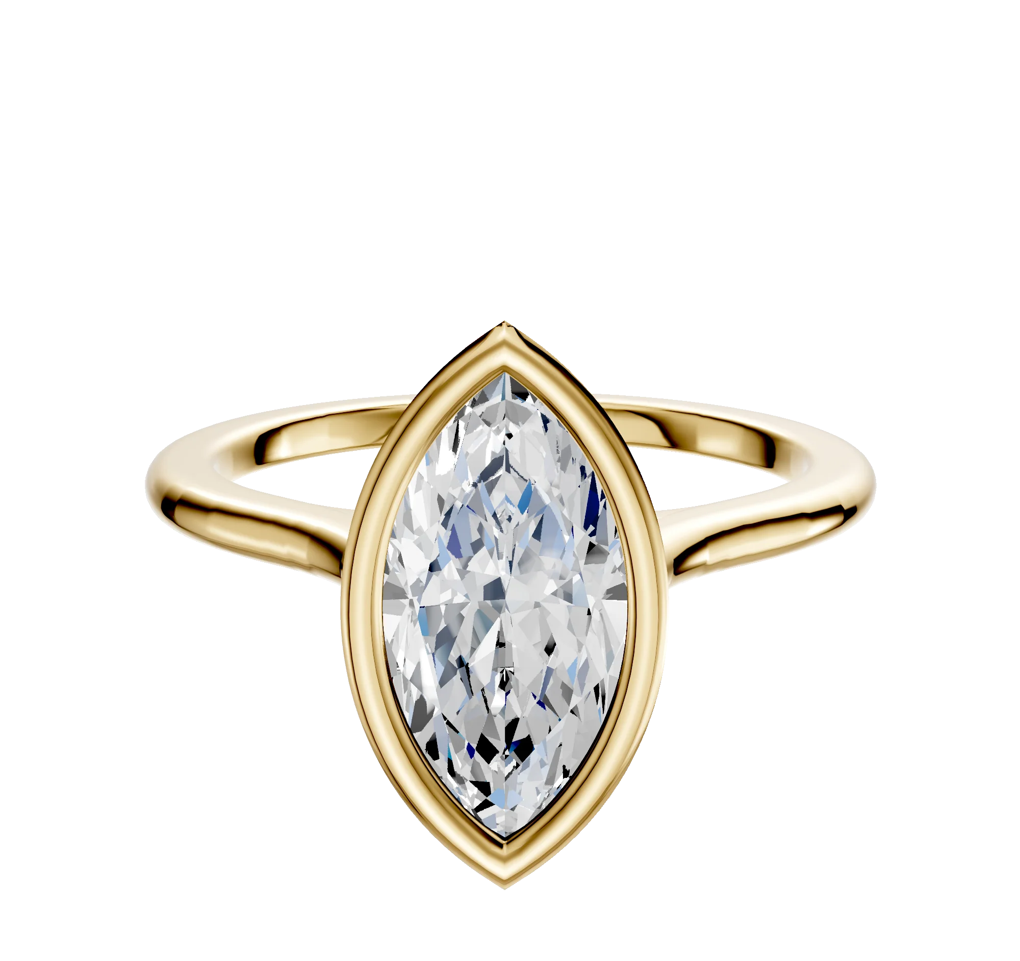 18K Yellow Gold Bezel Full Bezel North/South Cathedral Dome 1.5mm Engagement Ring