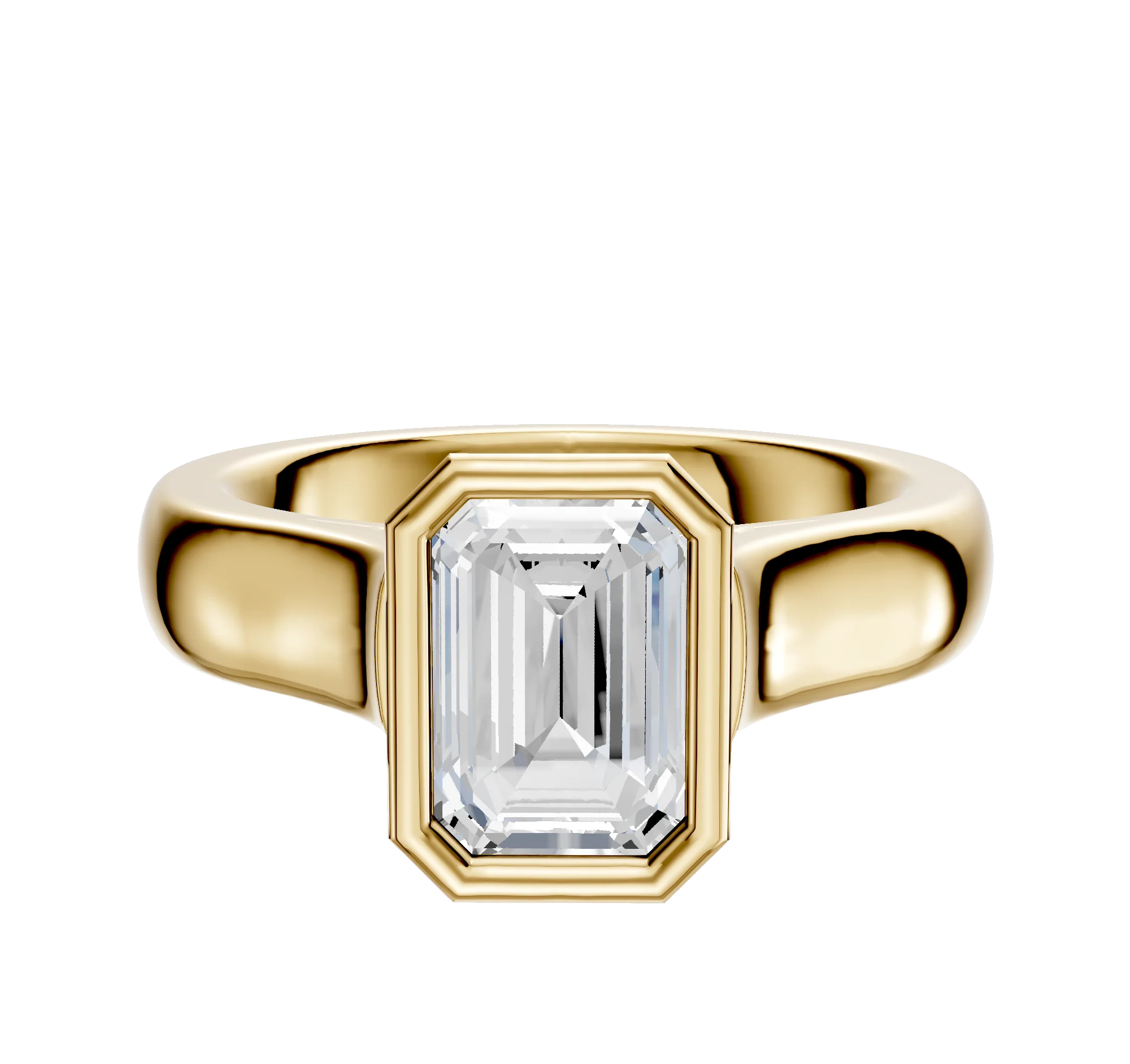 18K Yellow Gold Bezel Full Bezel North/South Cathedral Dome 4.0mm Engagement Ring