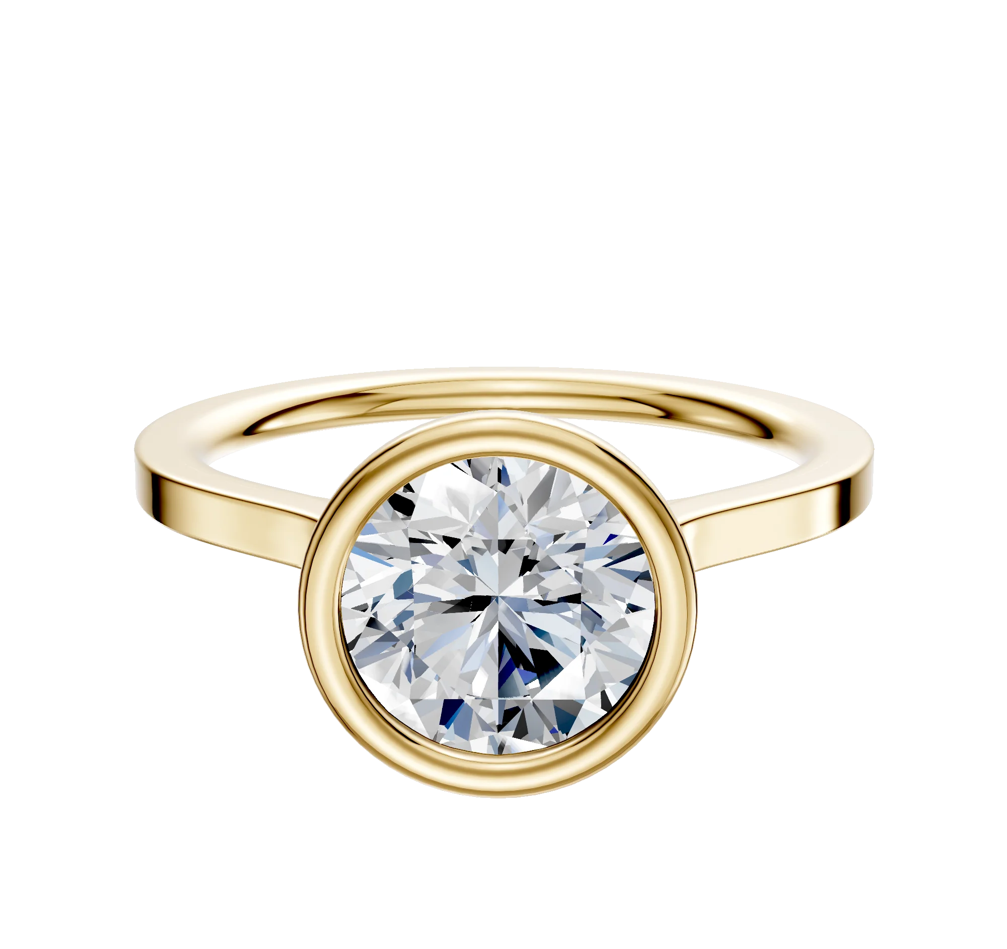 18K Yellow Gold Bezel Full Bezel North/South Cathedral Flat 1.5mm Engagement Ring