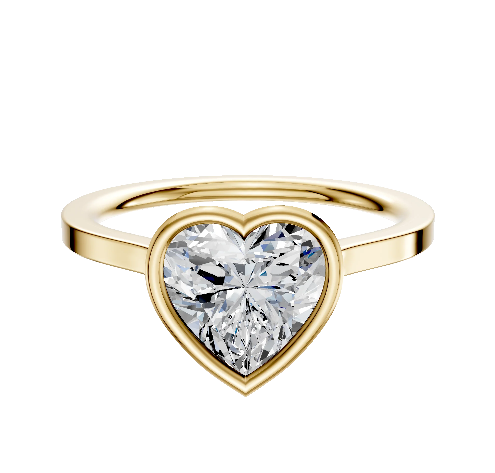 18K Yellow Gold Bezel Full Bezel North/South Cathedral Flat 1.5mm Engagement Ring