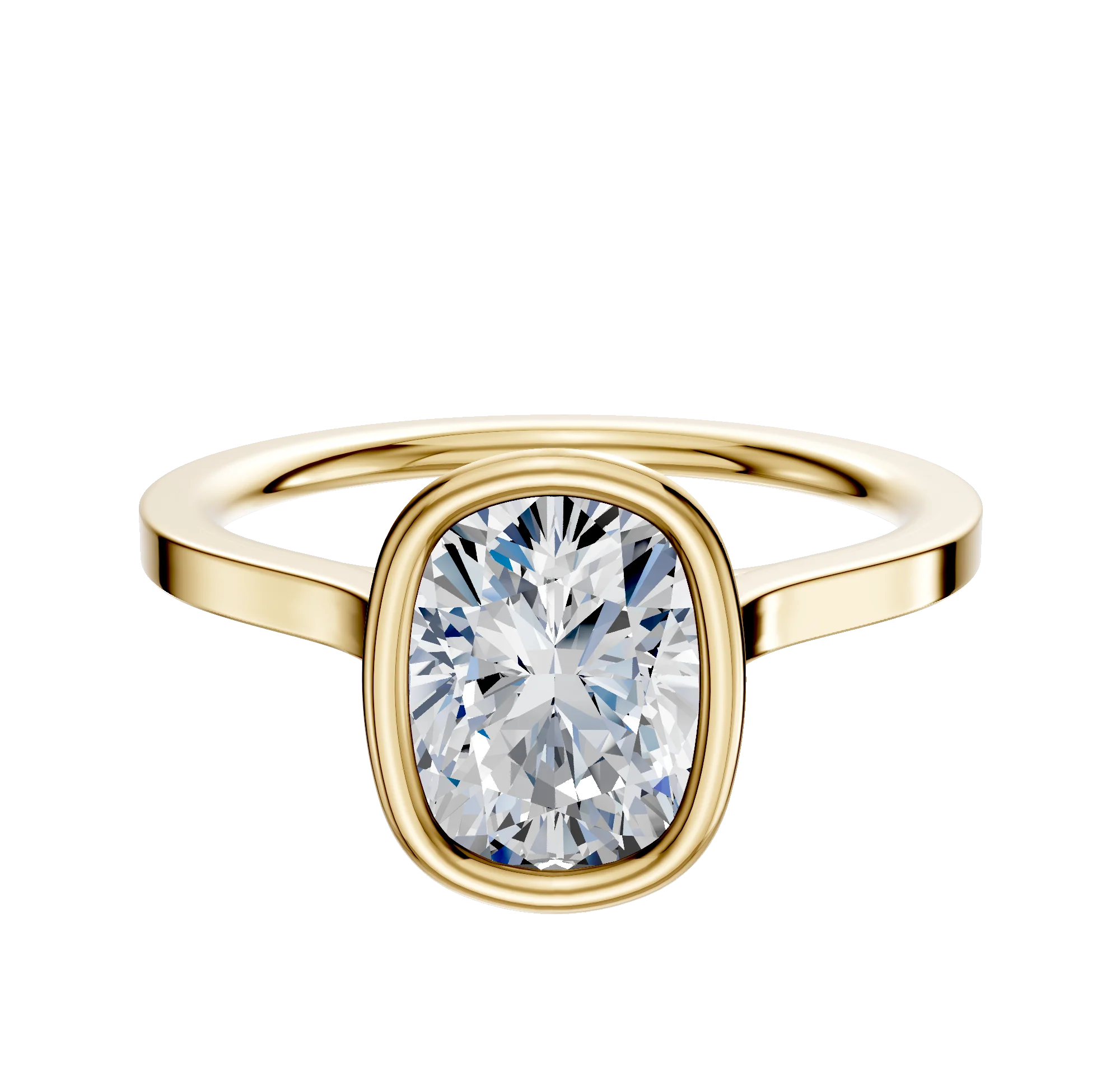 18K Yellow Gold Bezel Full Bezel North/South Cathedral Flat 1.5mm Engagement Ring